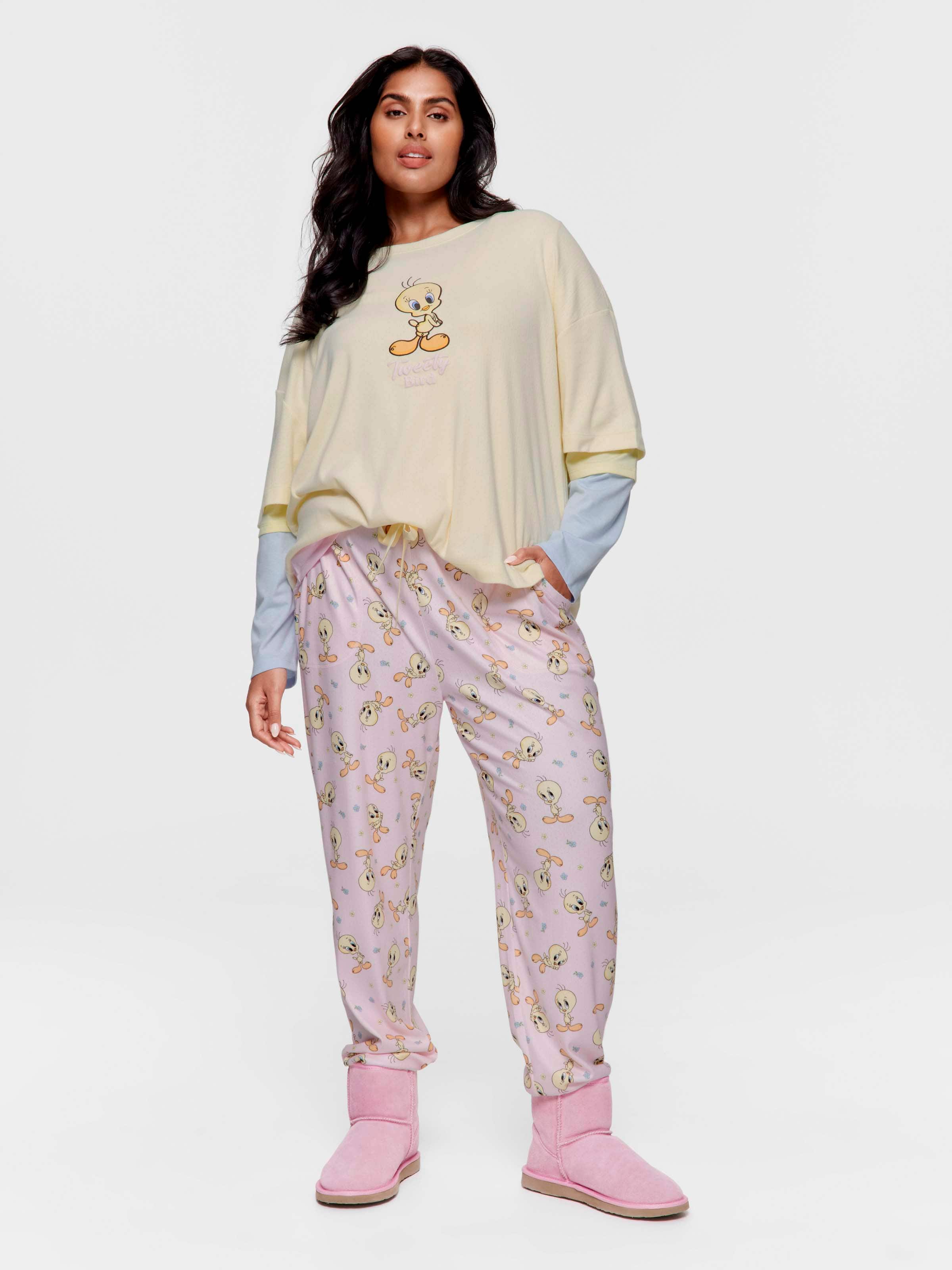 P.A. Plus Looney Tunes Tweety Pointelle Tapered Pj Pant