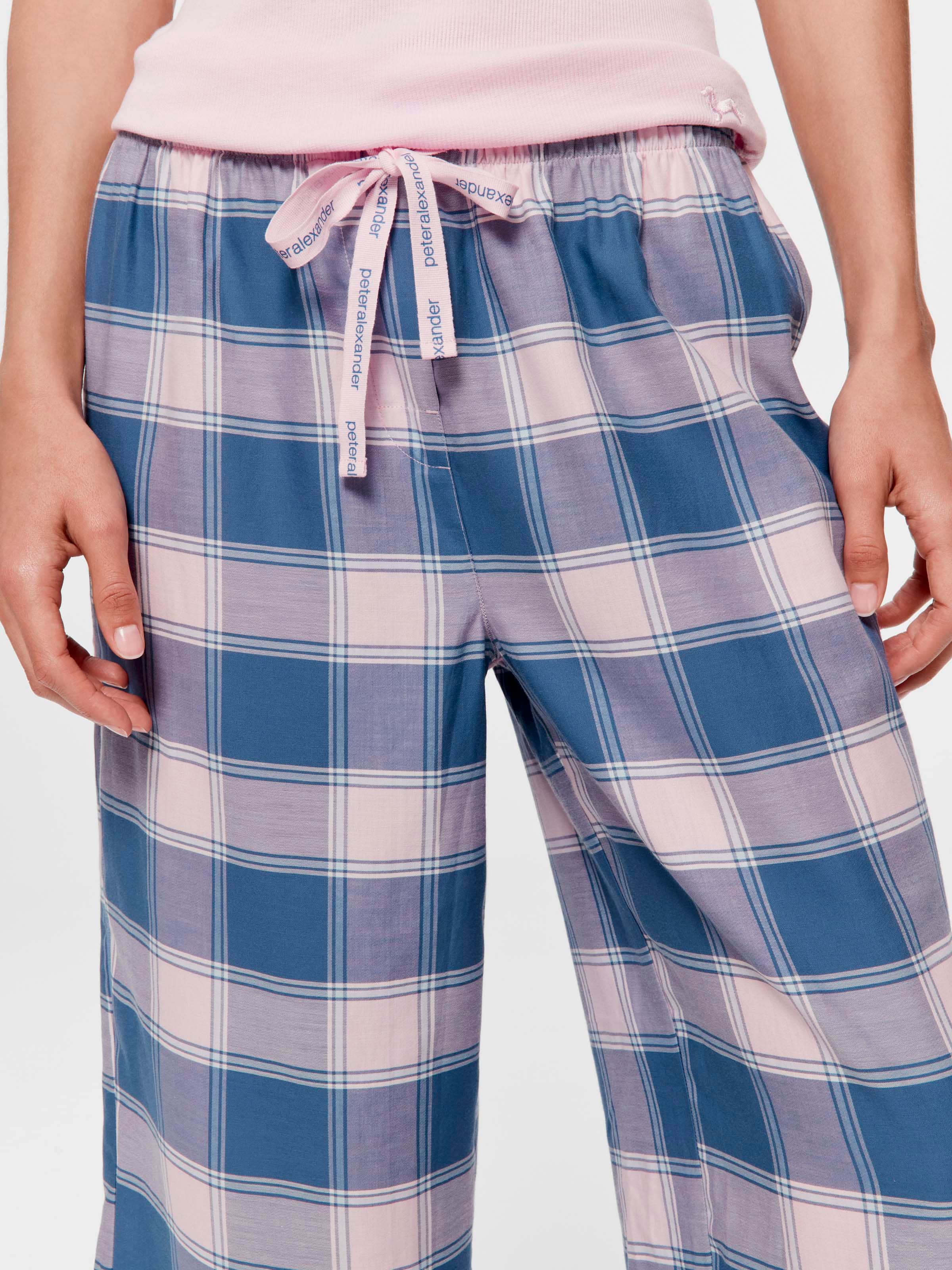 Navy Check 100% Cotton 3/4 Pj Pant