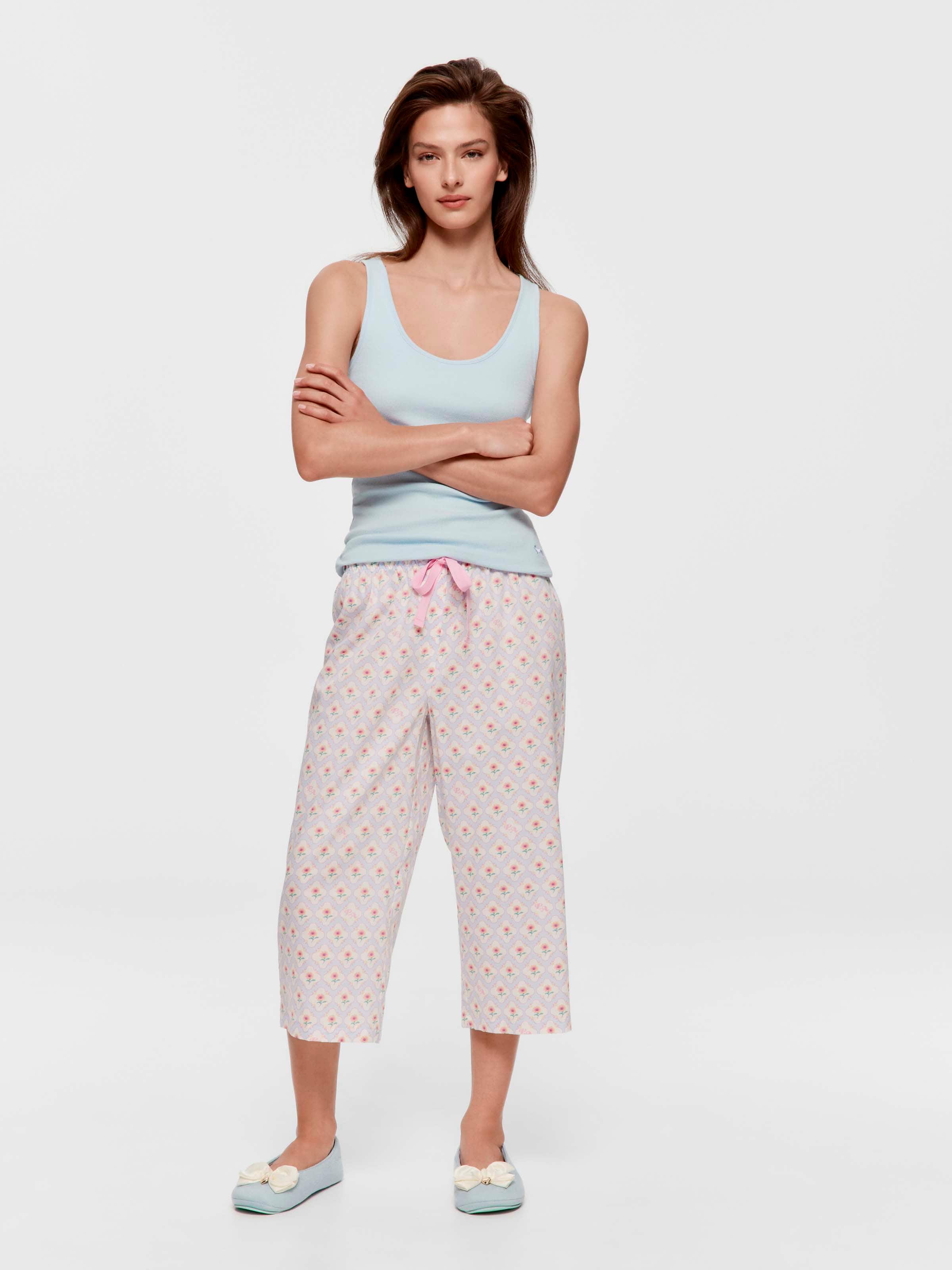 Pastel Daisy 100% Cotton 3/4 Pj Pant