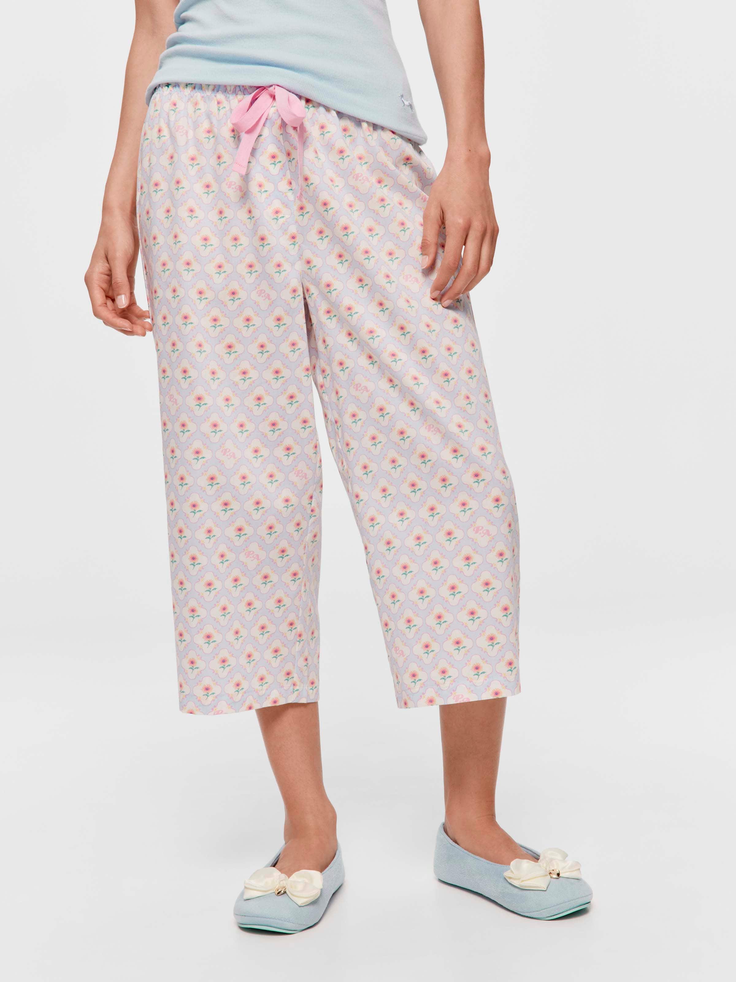 Pastel Daisy 100% Cotton 3/4 Pj Pant