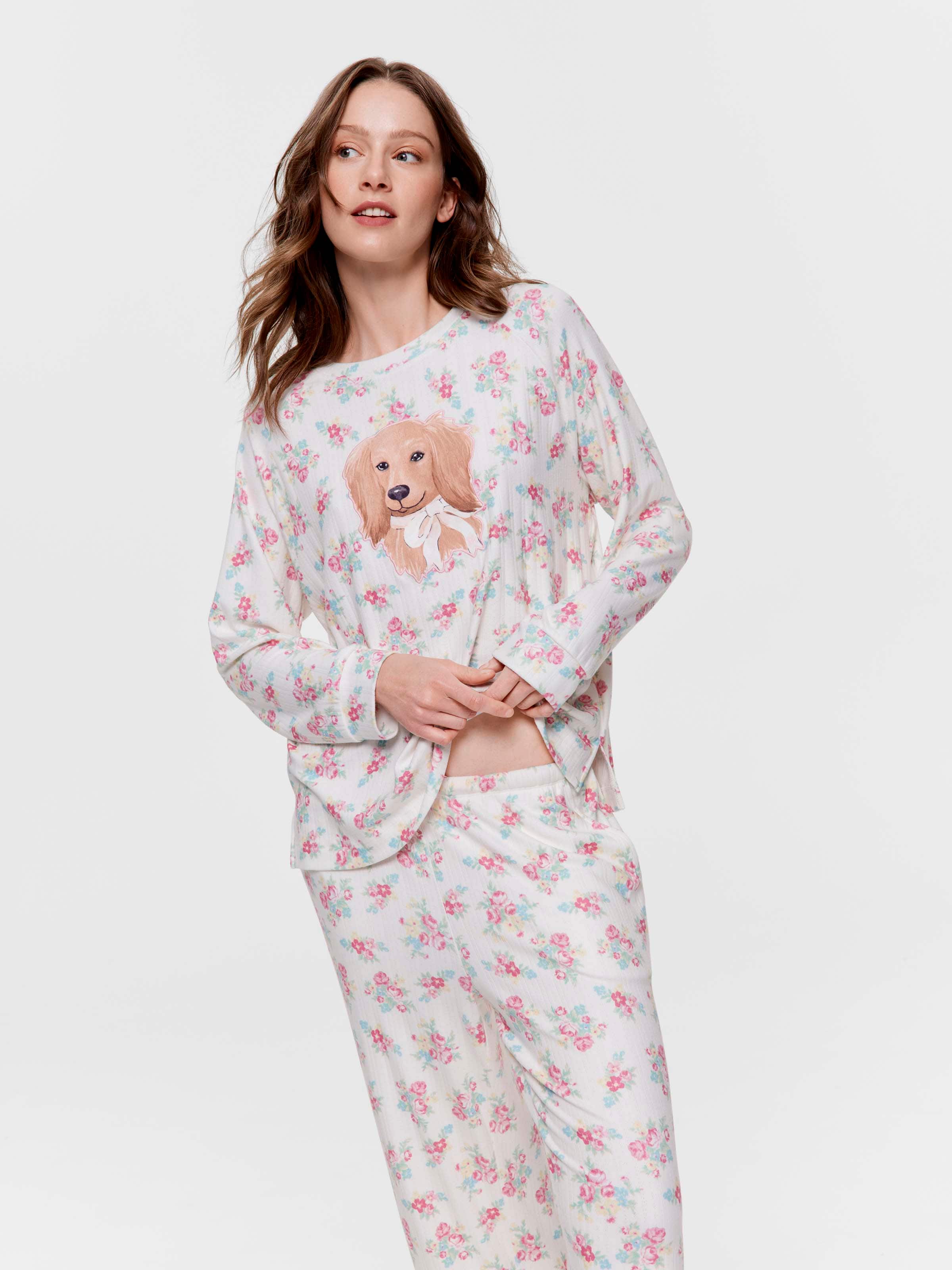 Ditsy Floral Dog Pointelle Sweater