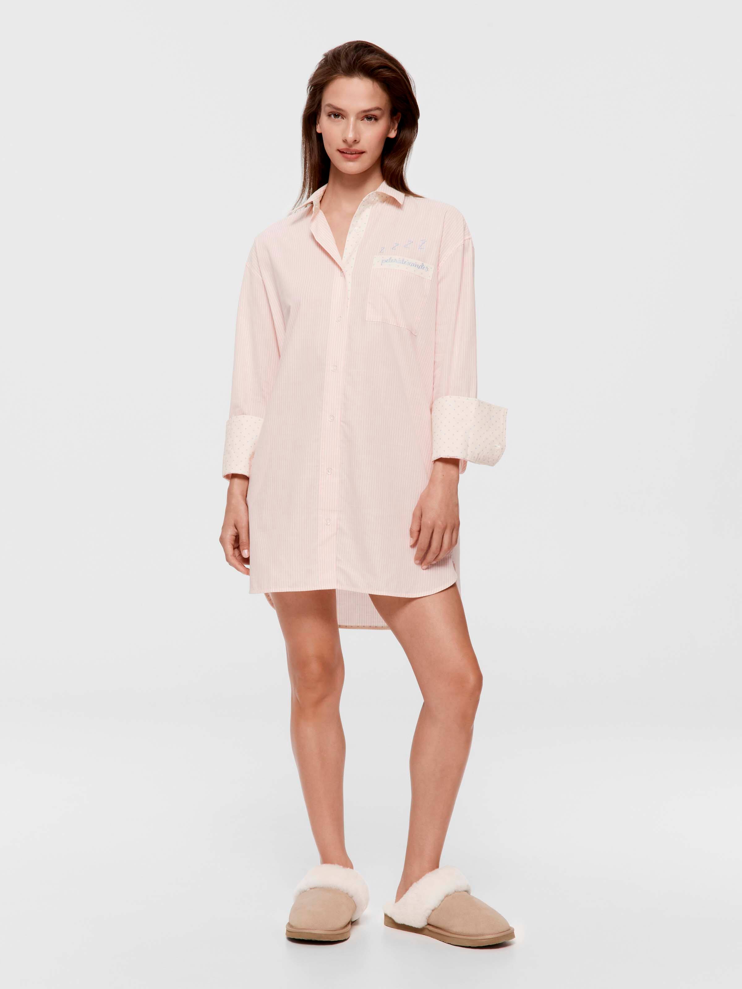 Spots & Stripes Long Sleeve 100% Cotton Nightshirt