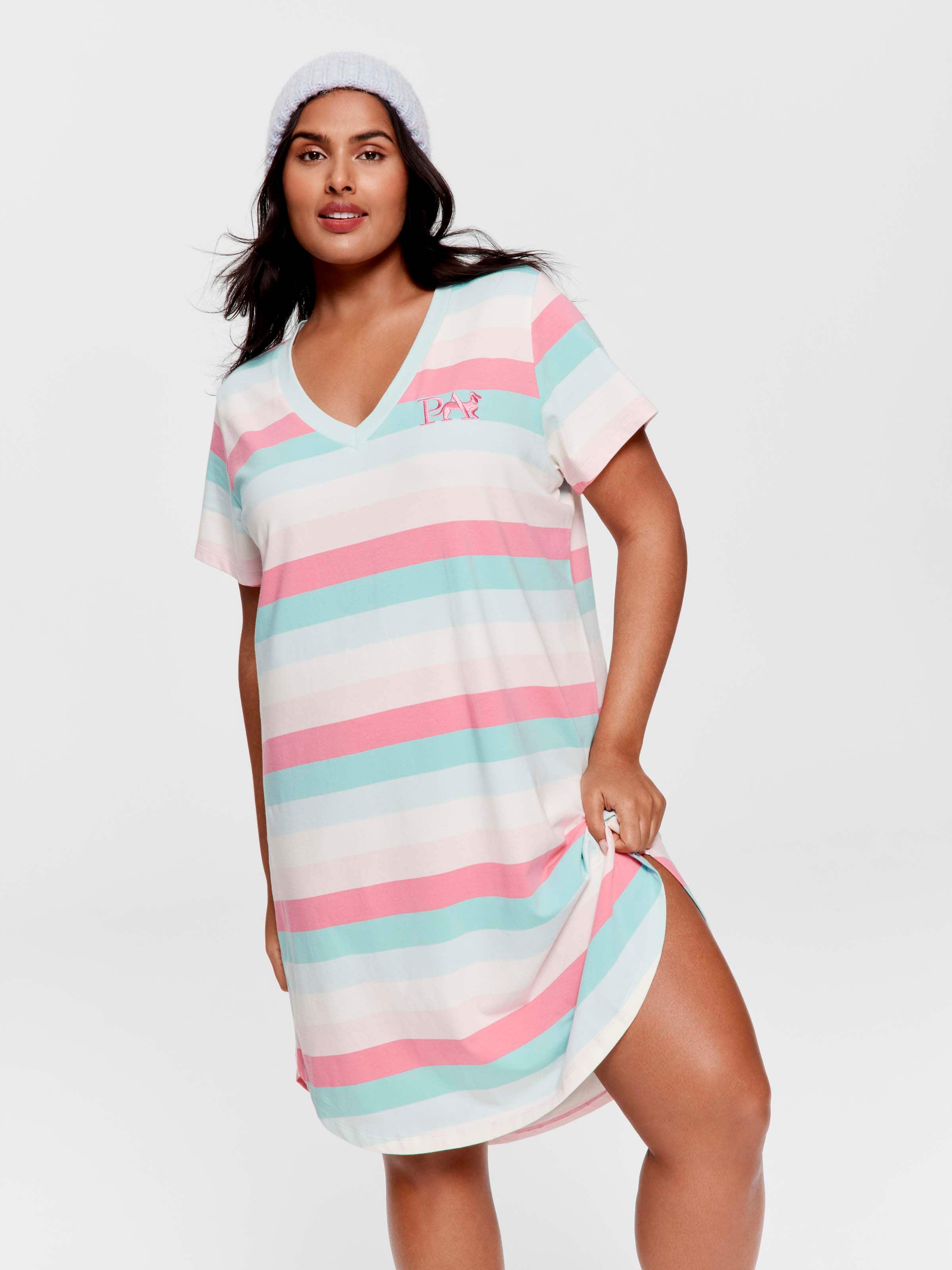 P.A. Plus Pastel Stripe V Neck Nightie