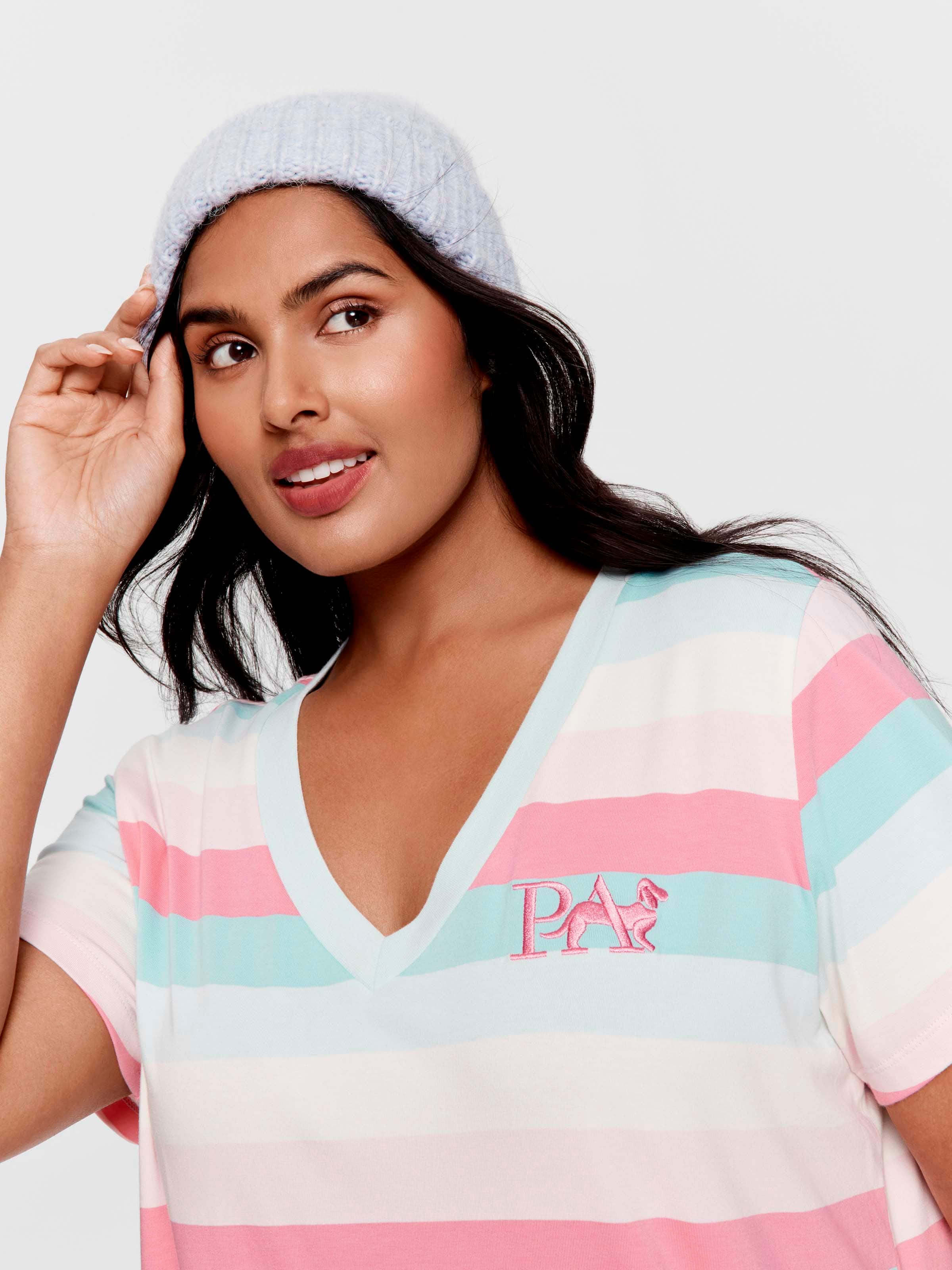 P.A. Plus Pastel Stripe V Neck Nightie