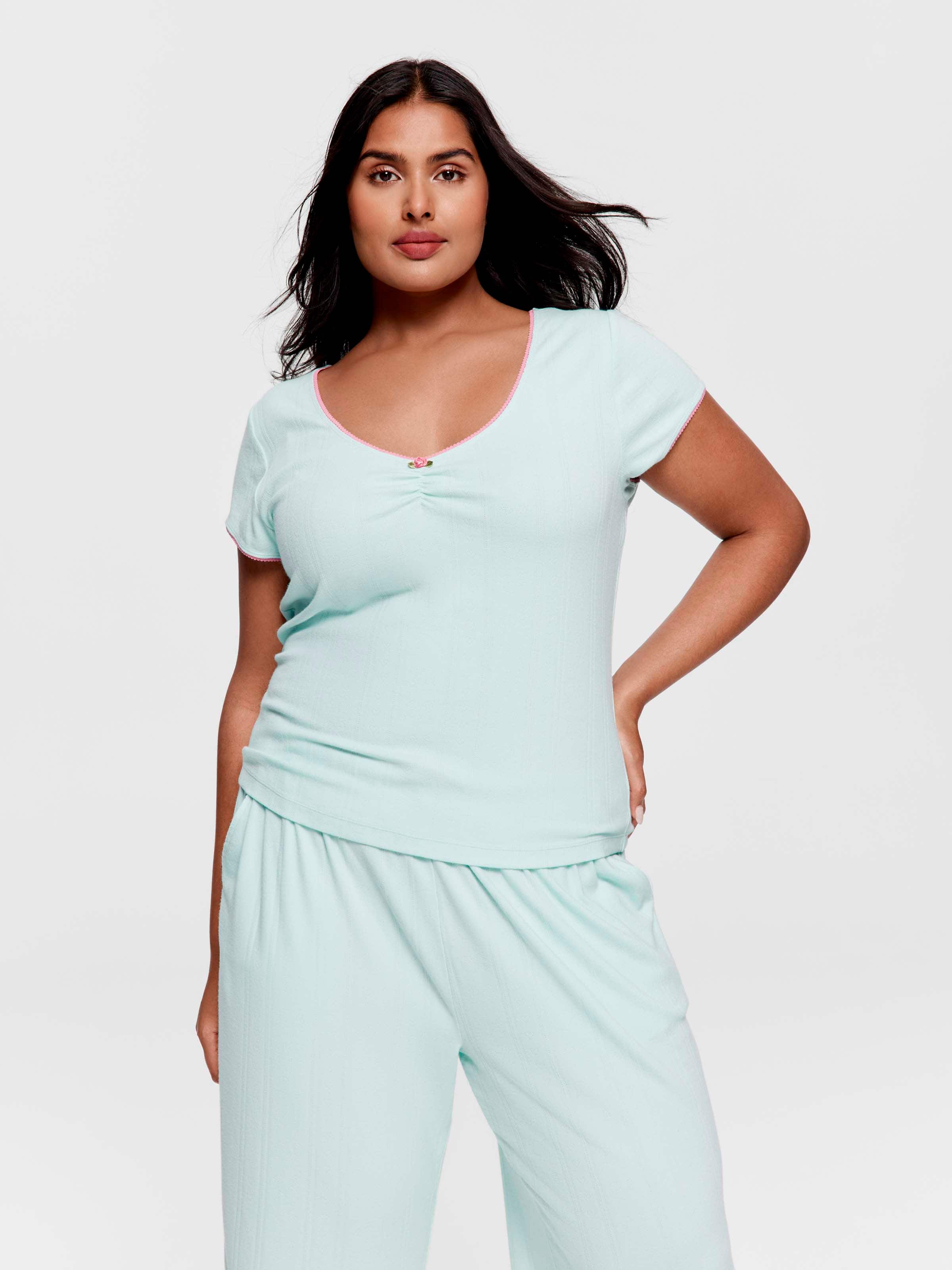 P.A. Plus Mint Pointelle Tee