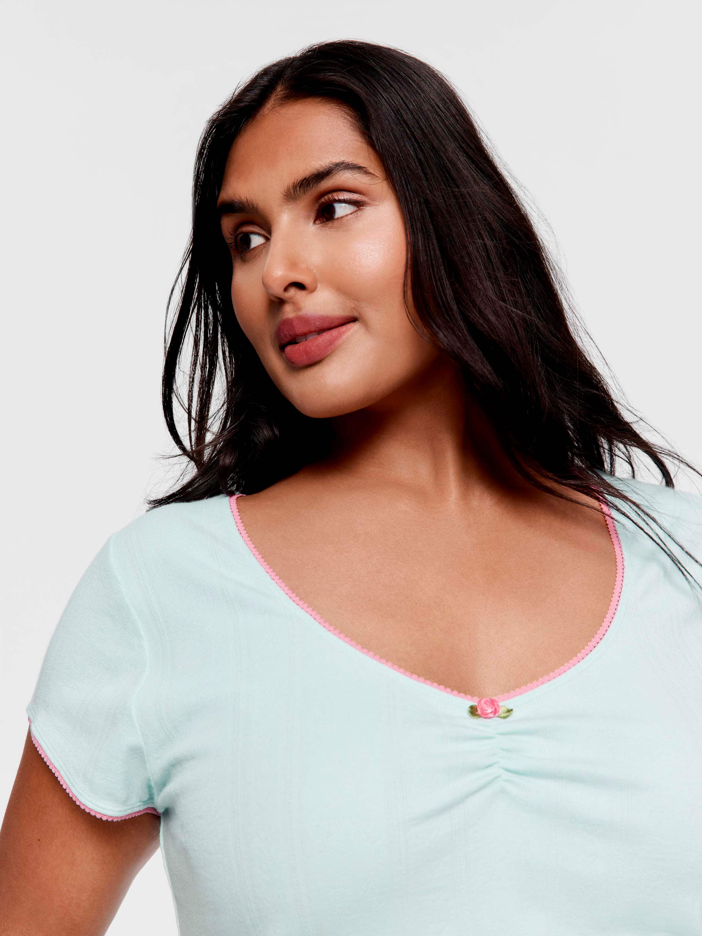 P.A. Plus Mint Pointelle Tee