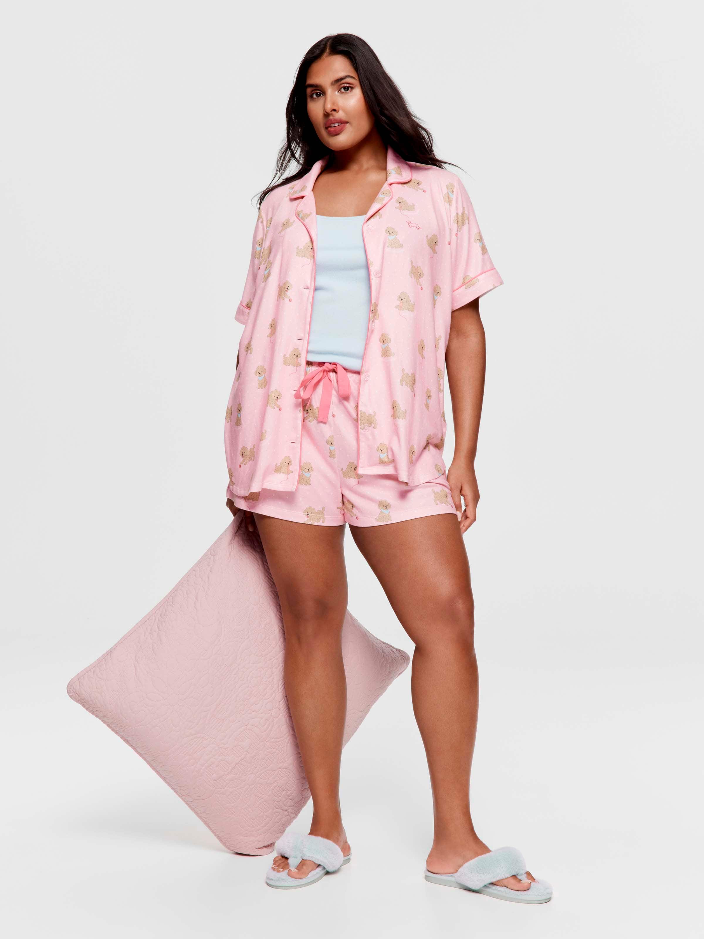 P.A. Plus Playful Puppy Plush Shortie Pj Set