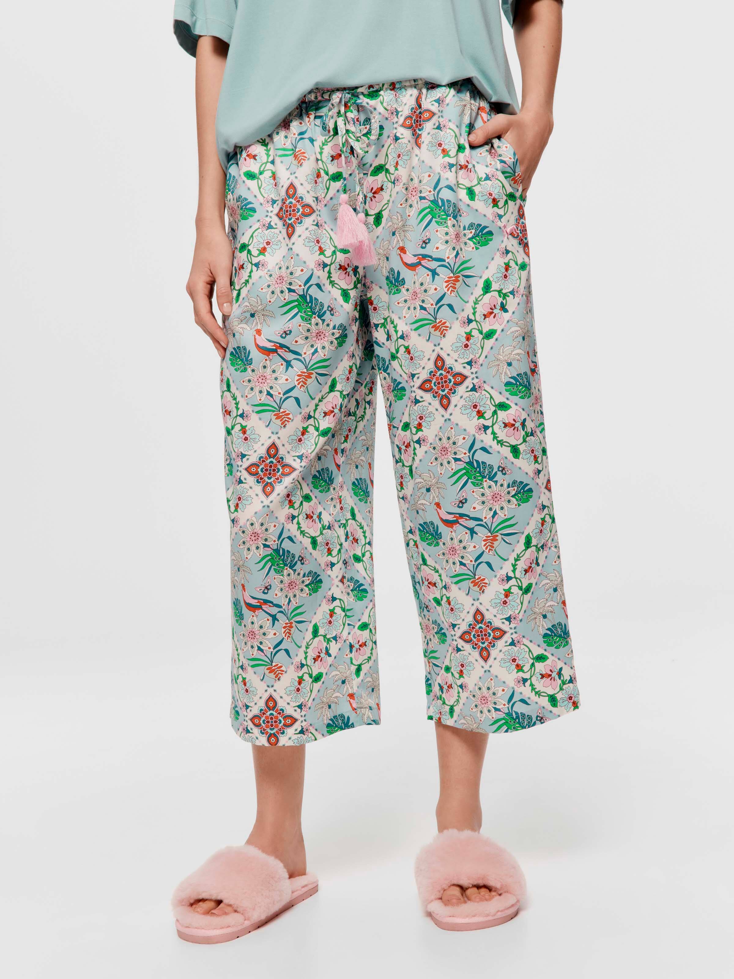 Floral Tile 100% Soft Cotton 3/4 Pj Pant