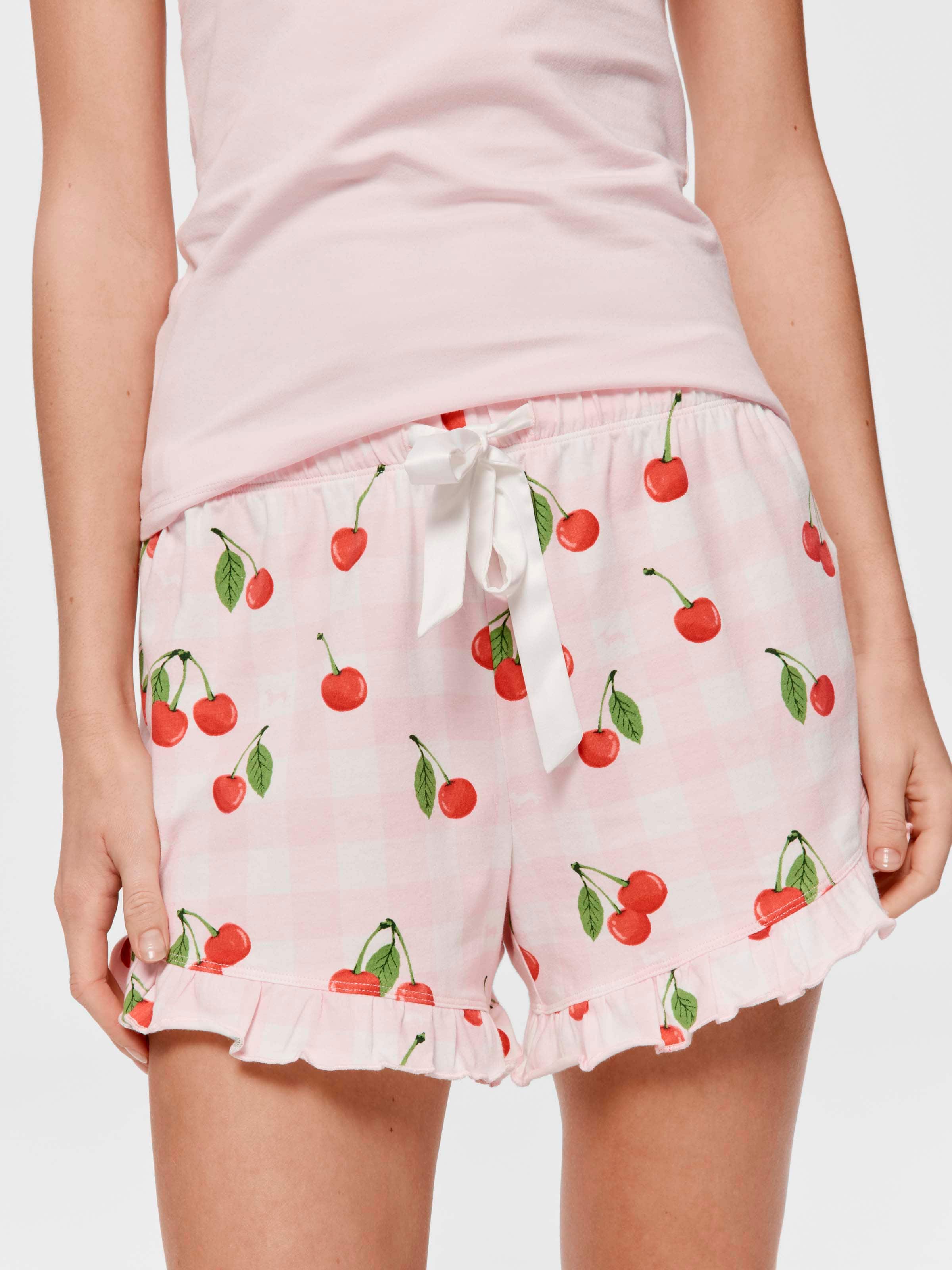 Cherry Gingham Mini Flutter Short