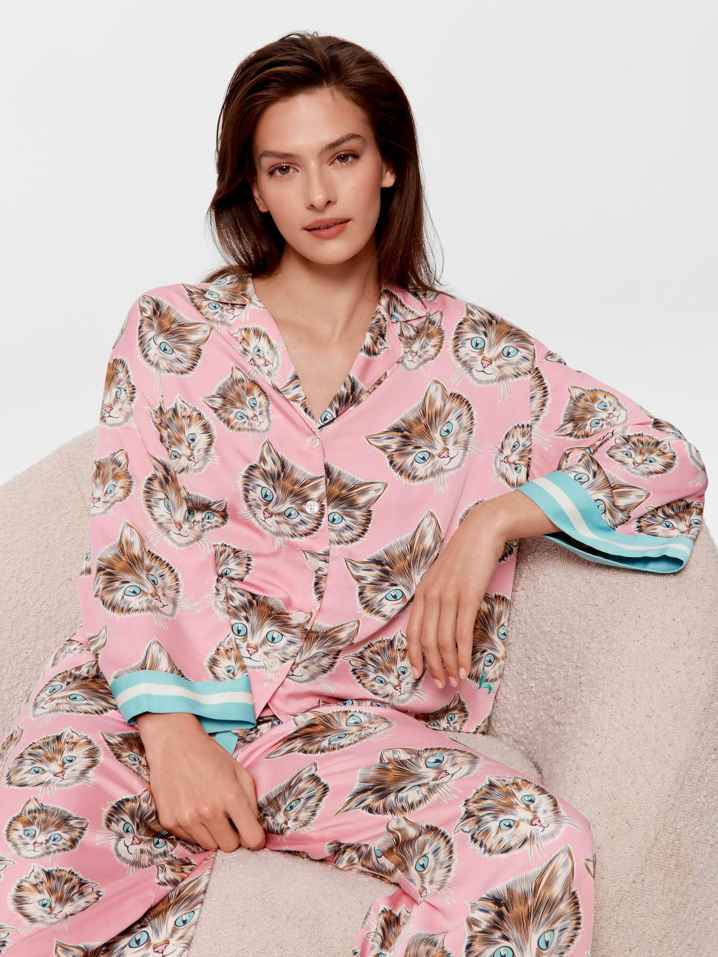 Cat Viscose Long Pj Set