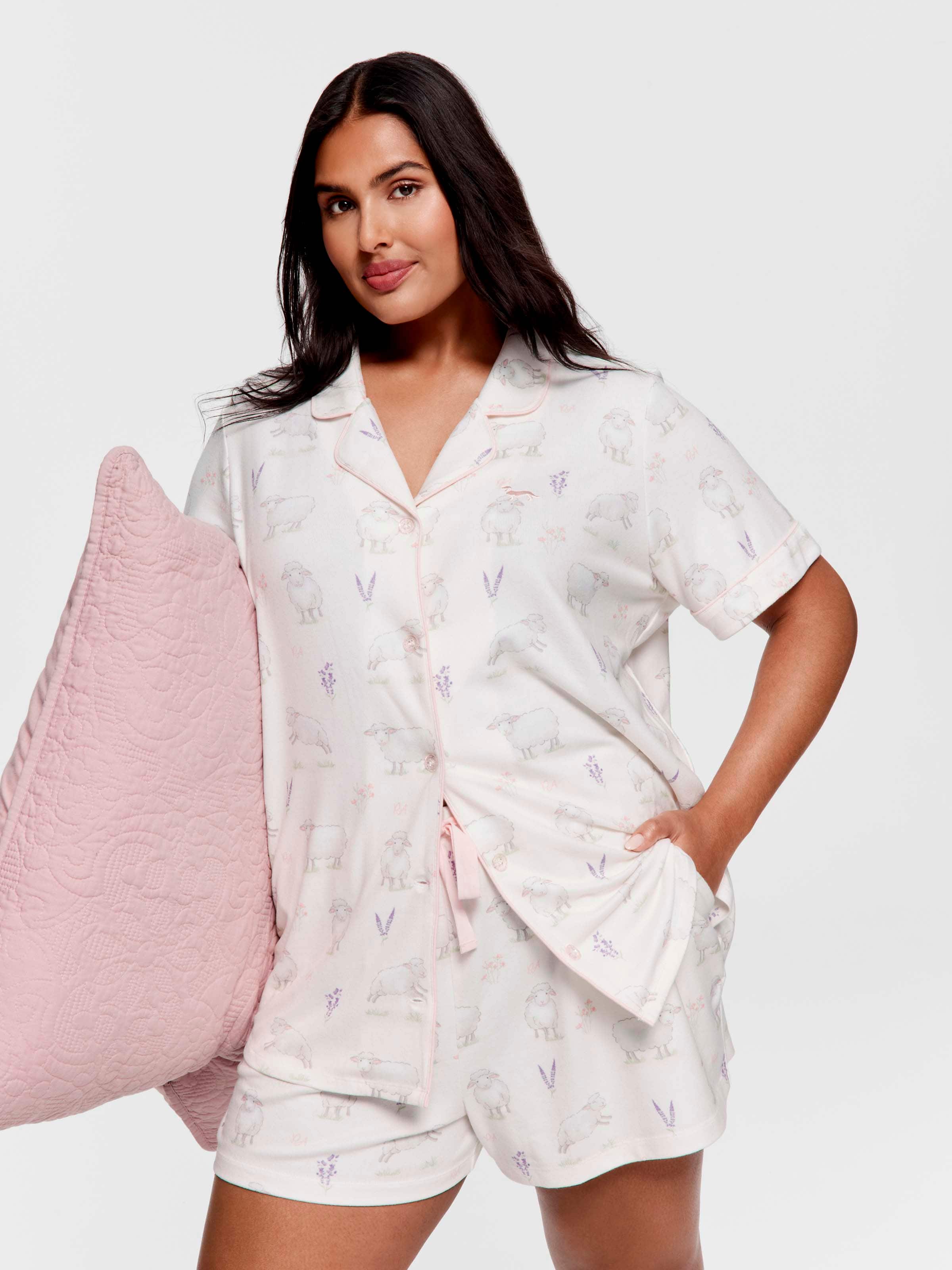 P.A. Plus Sheep Plush Shortie Pj Set