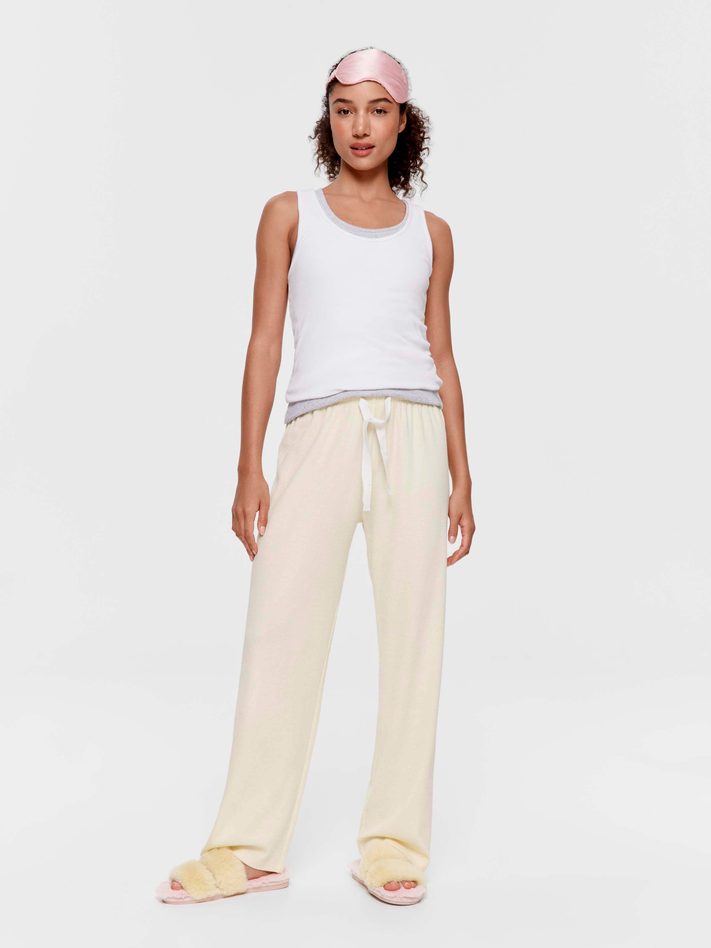 Yellow Waffle Tapered Pj Pant