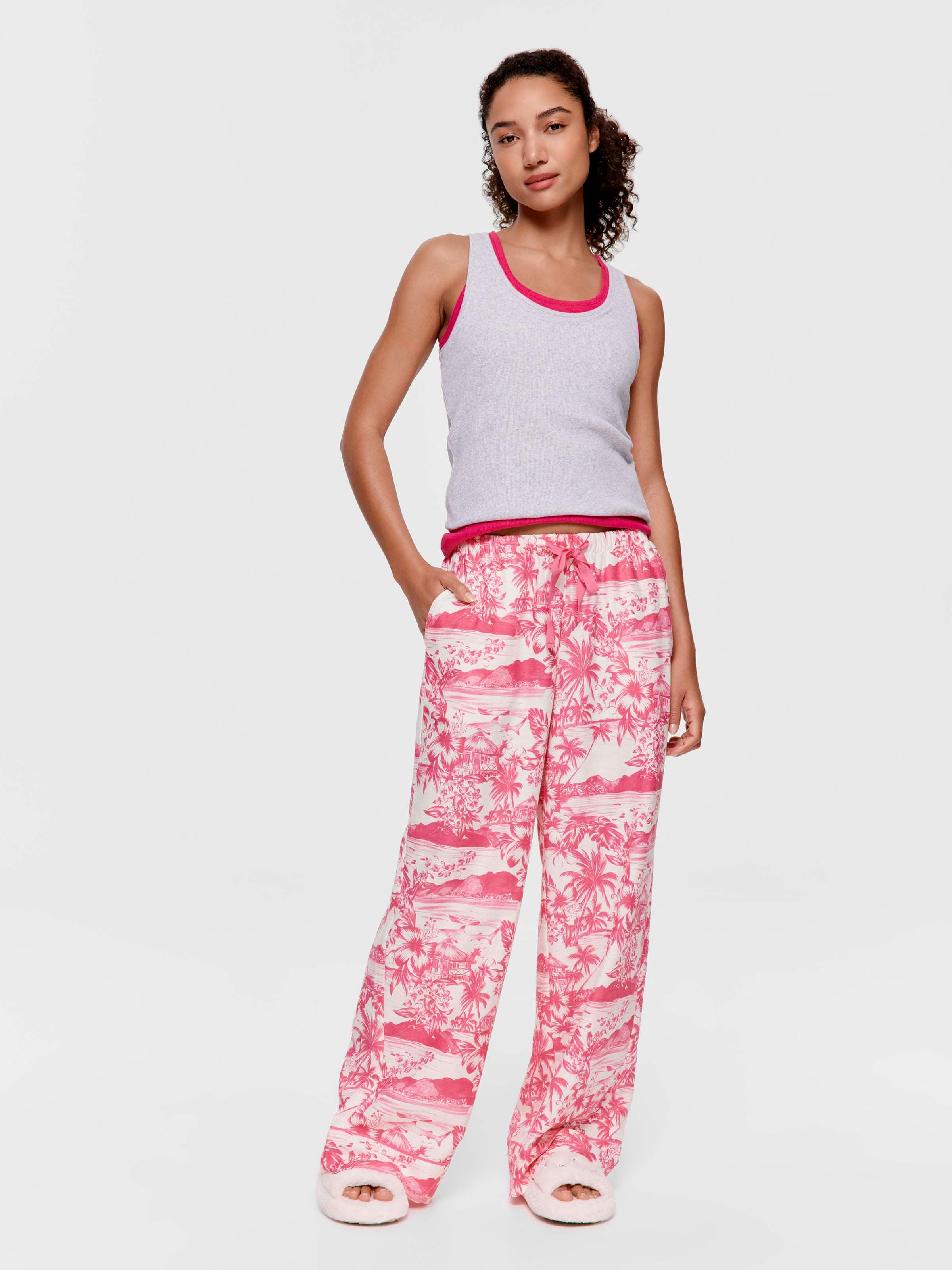 Tropical Pink Wide Leg Pj Pant