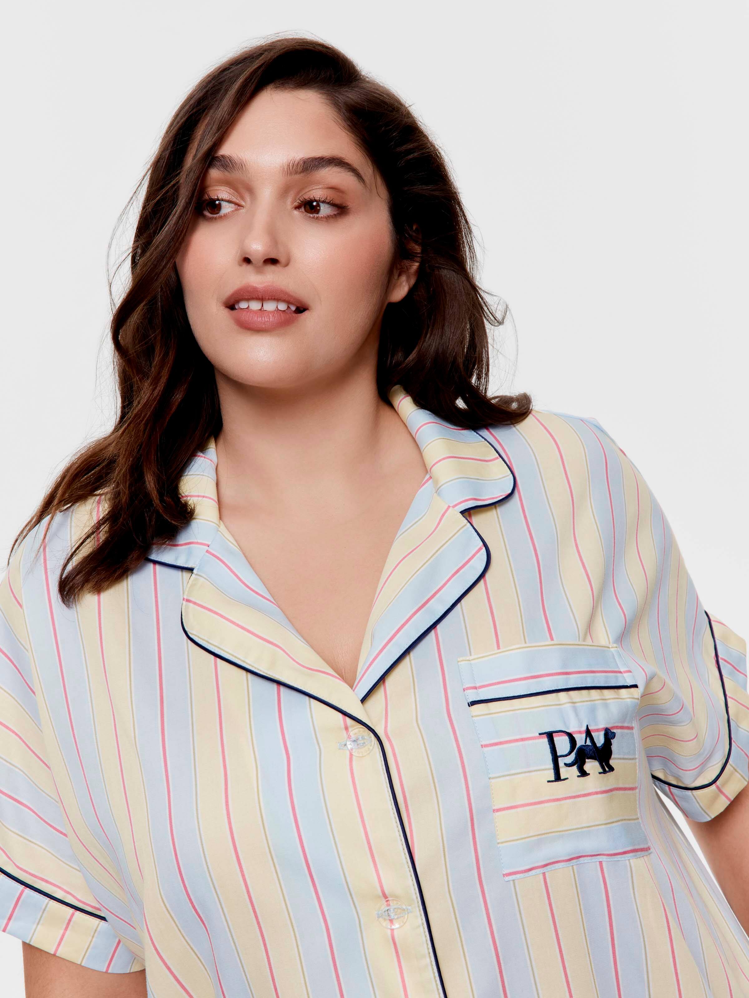 P.A. Plus Beach Stripe 100% Cotton Short Sleeve Nightshirt