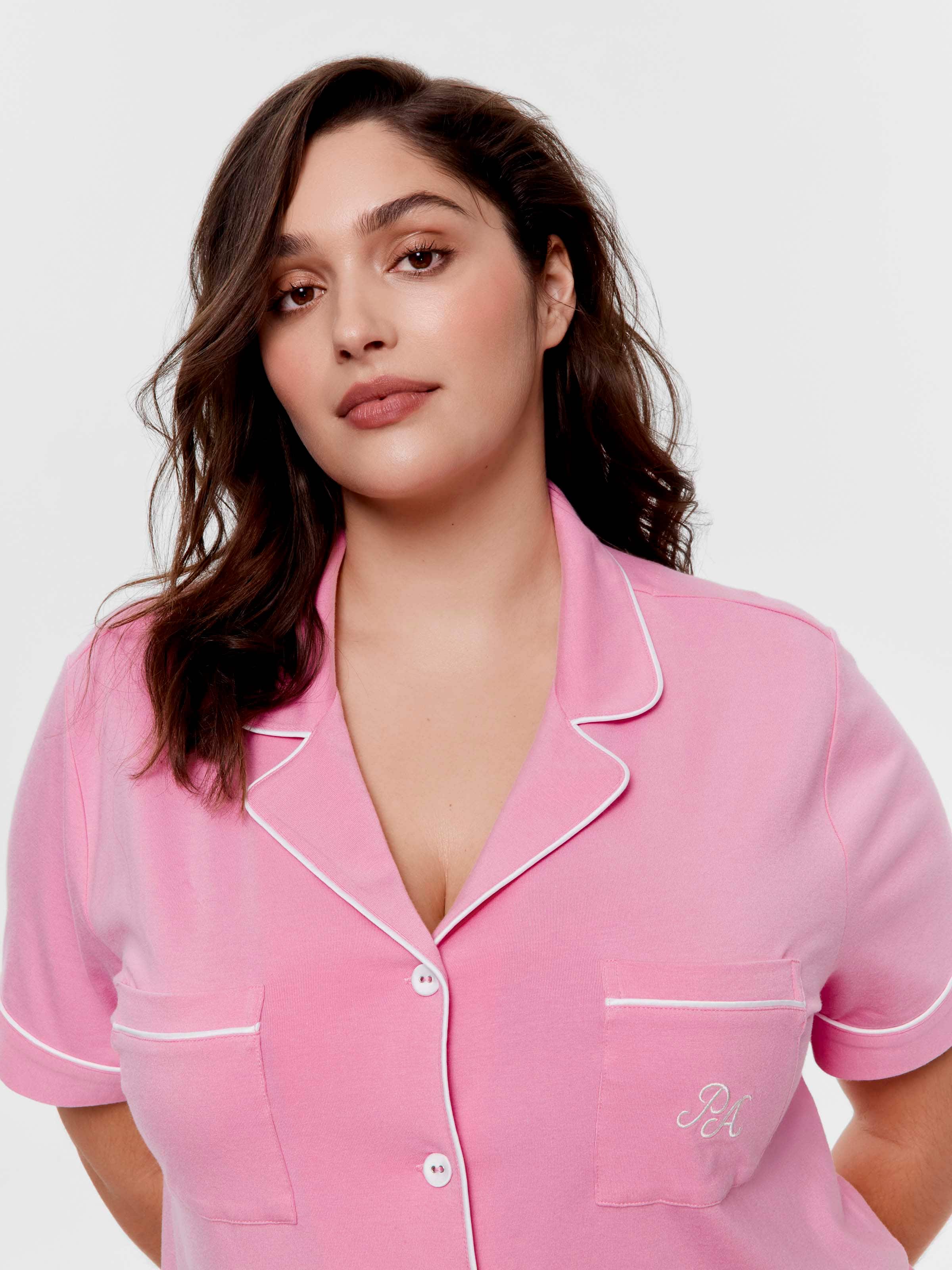 P.A. Plus Bubblegum Pink Bamboo Jersey Shortie Pj Set