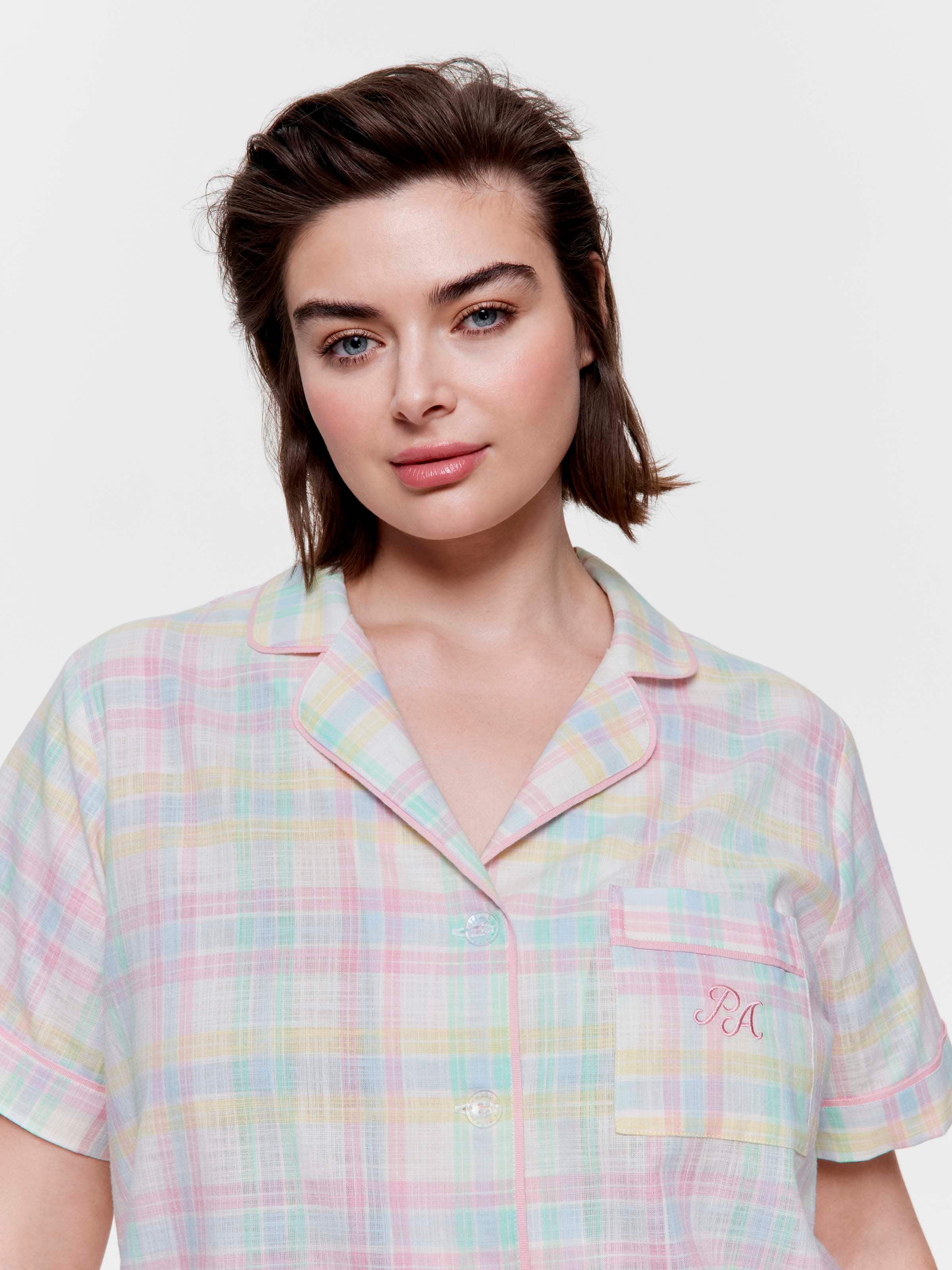 P.A. Plus Surf Check 100% Cotton Shortie Pj Set