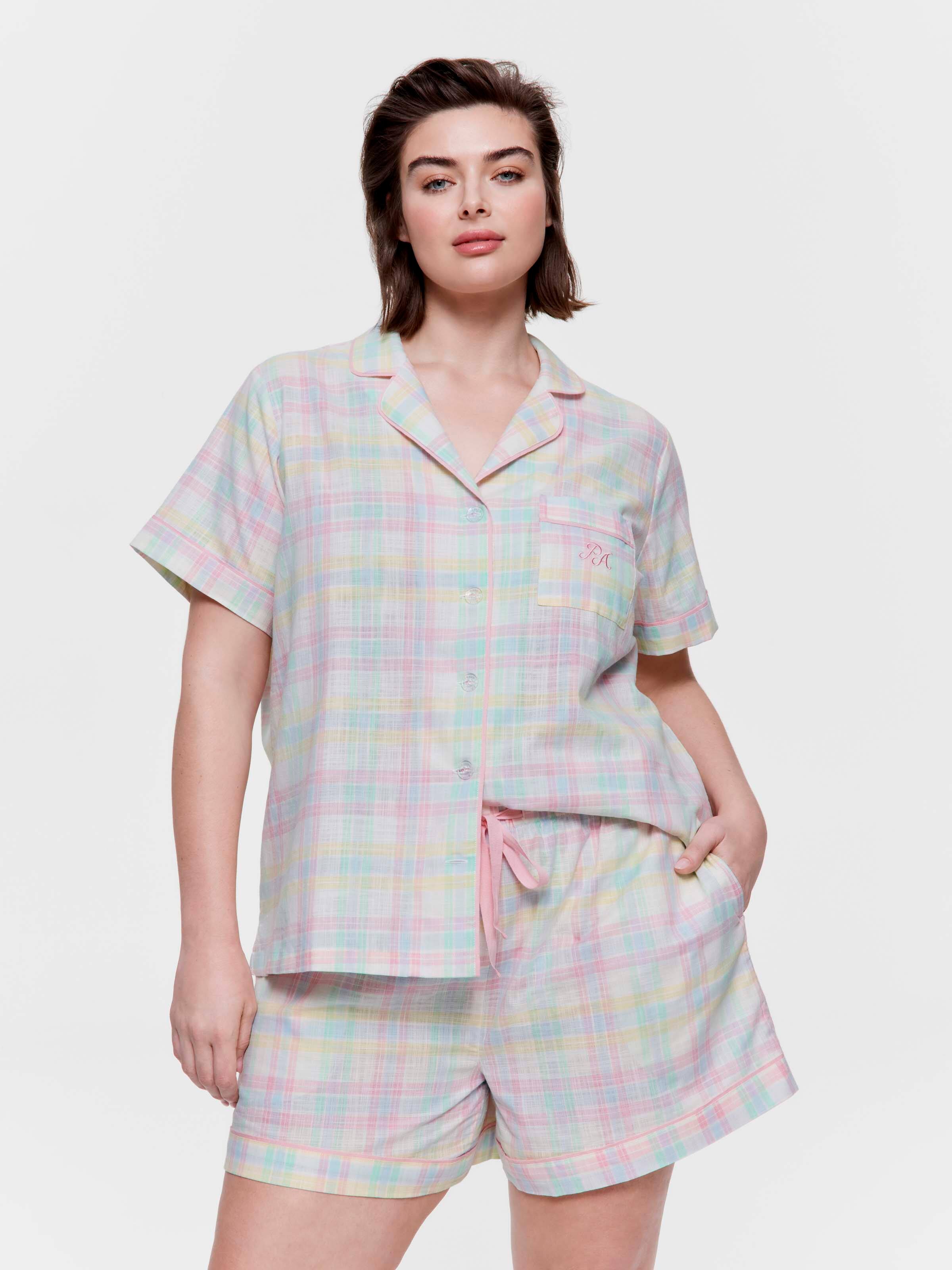 P.A. Plus Surf Check 100% Cotton Shortie Pj Set