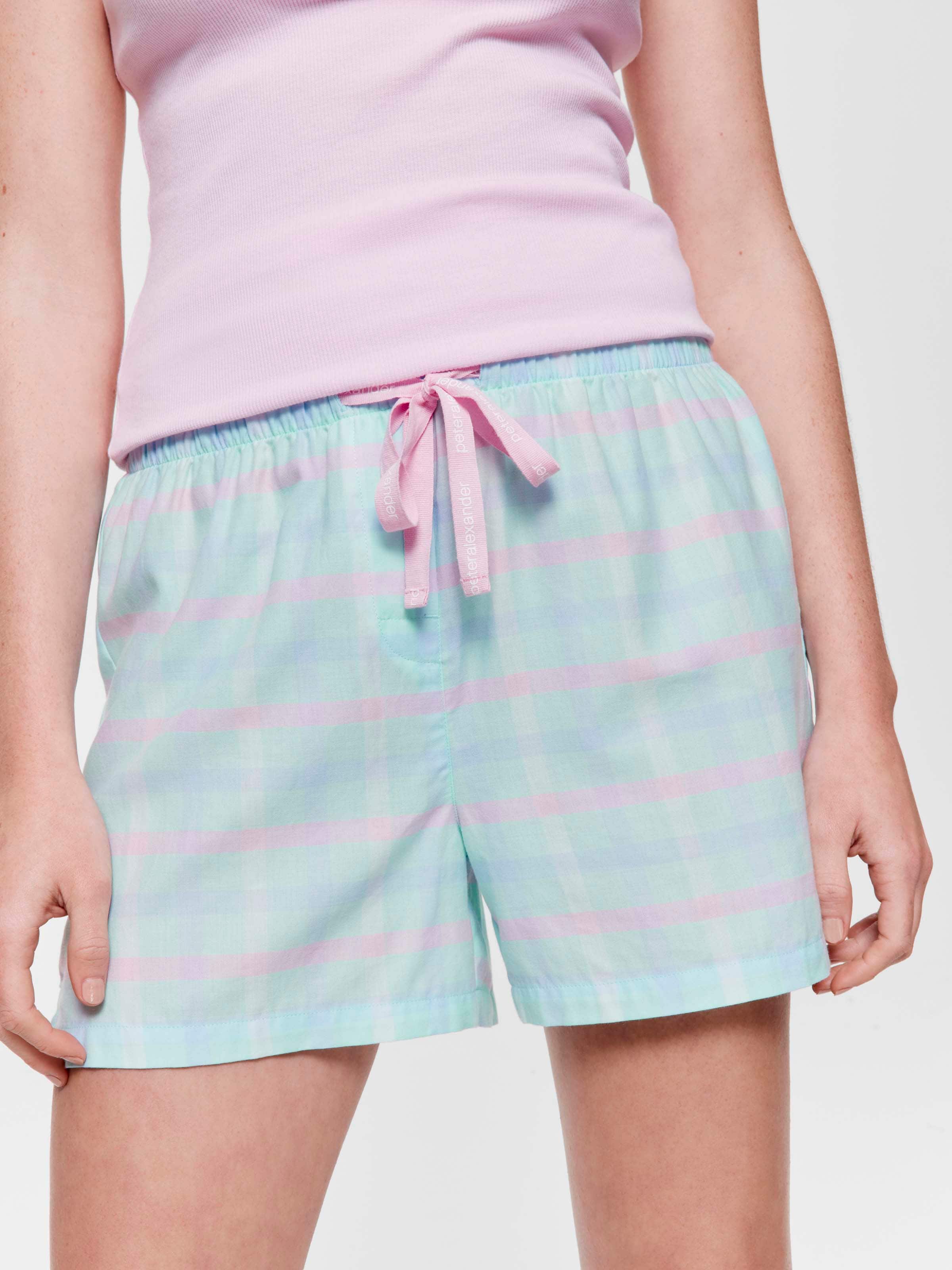 Mint Check 100% Cotton Mid Short