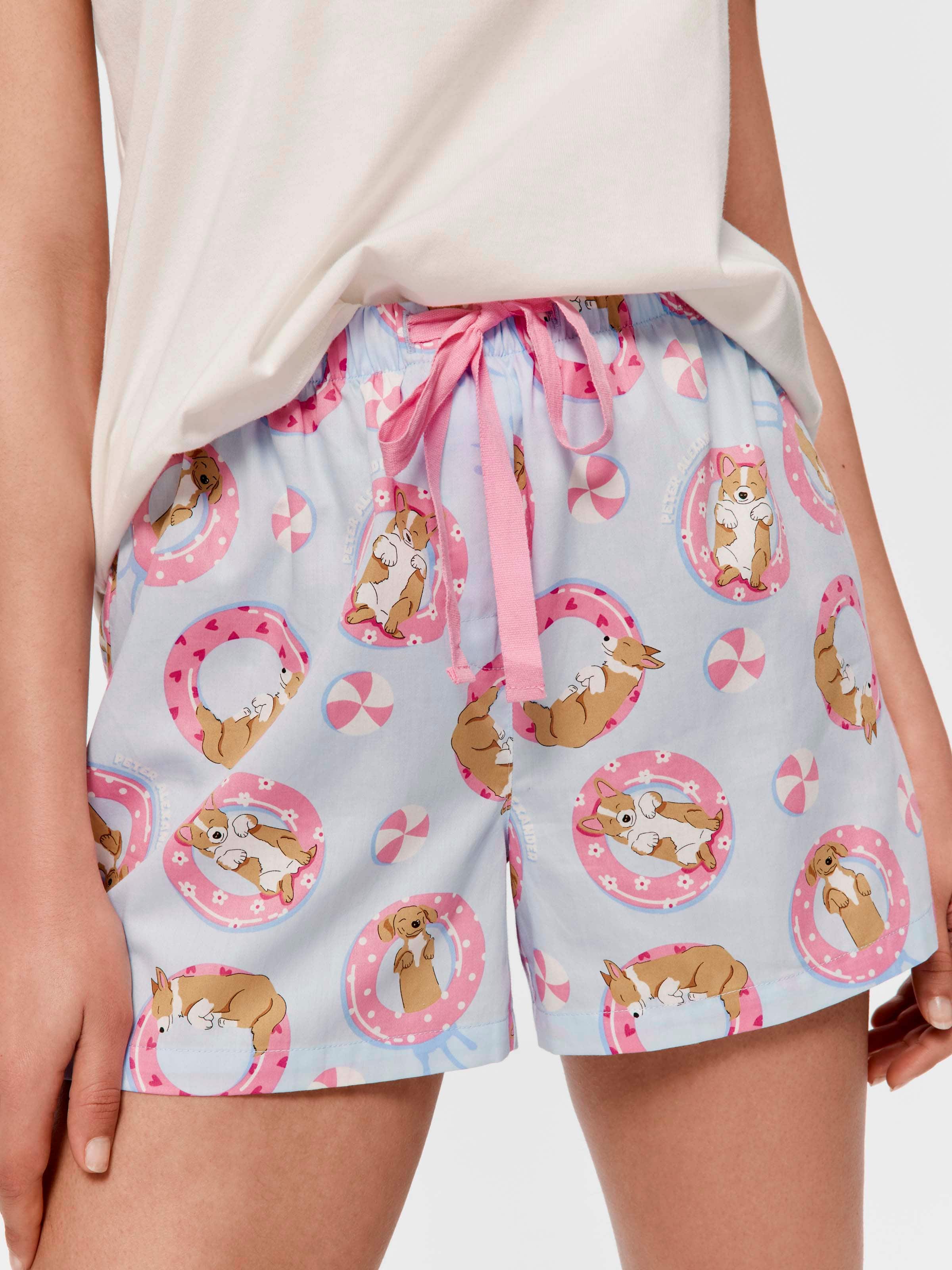 Floating Corgi 100% Cotton Mid Short
