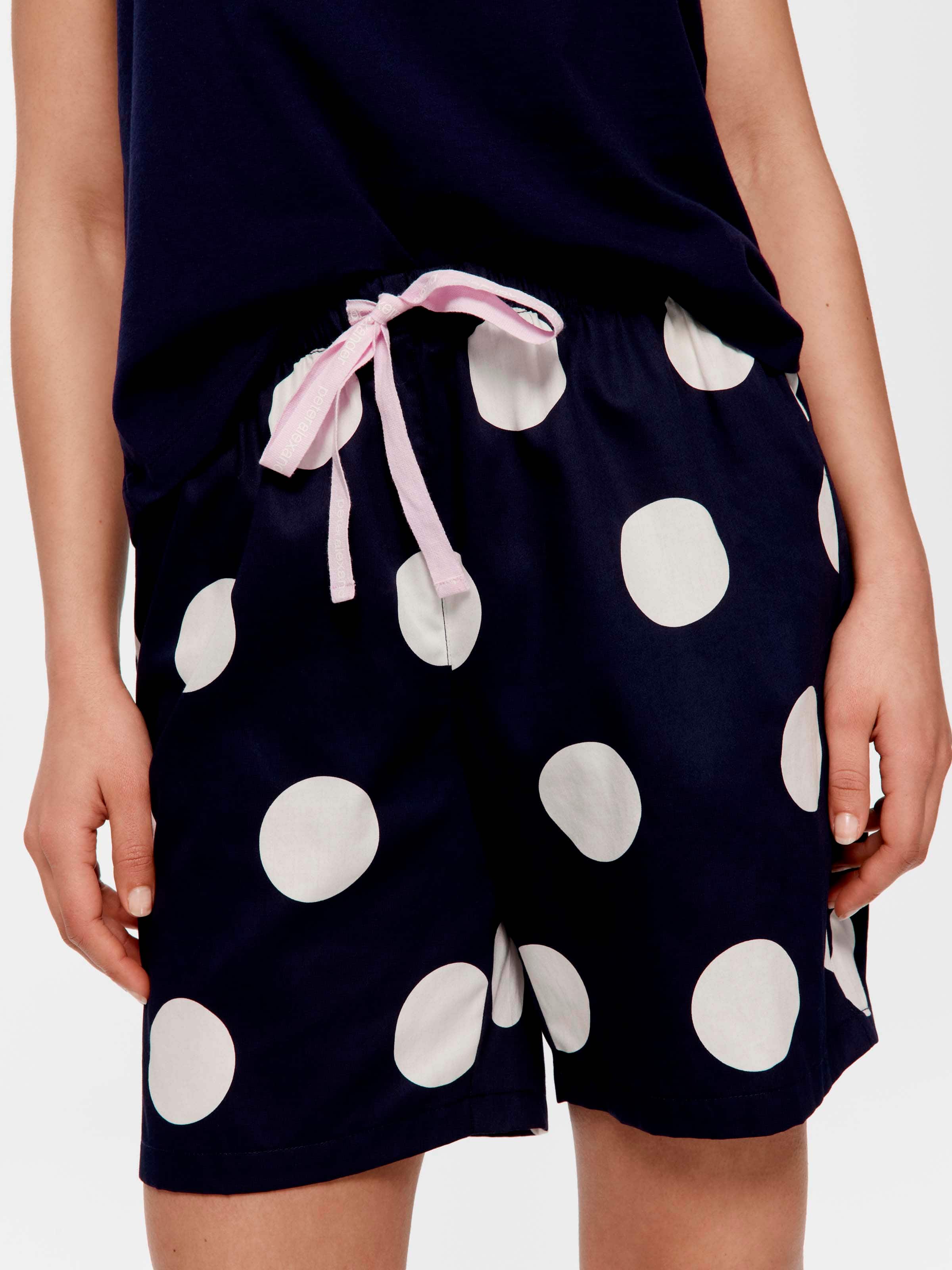 Navy Spot 100% Cotton Long Short