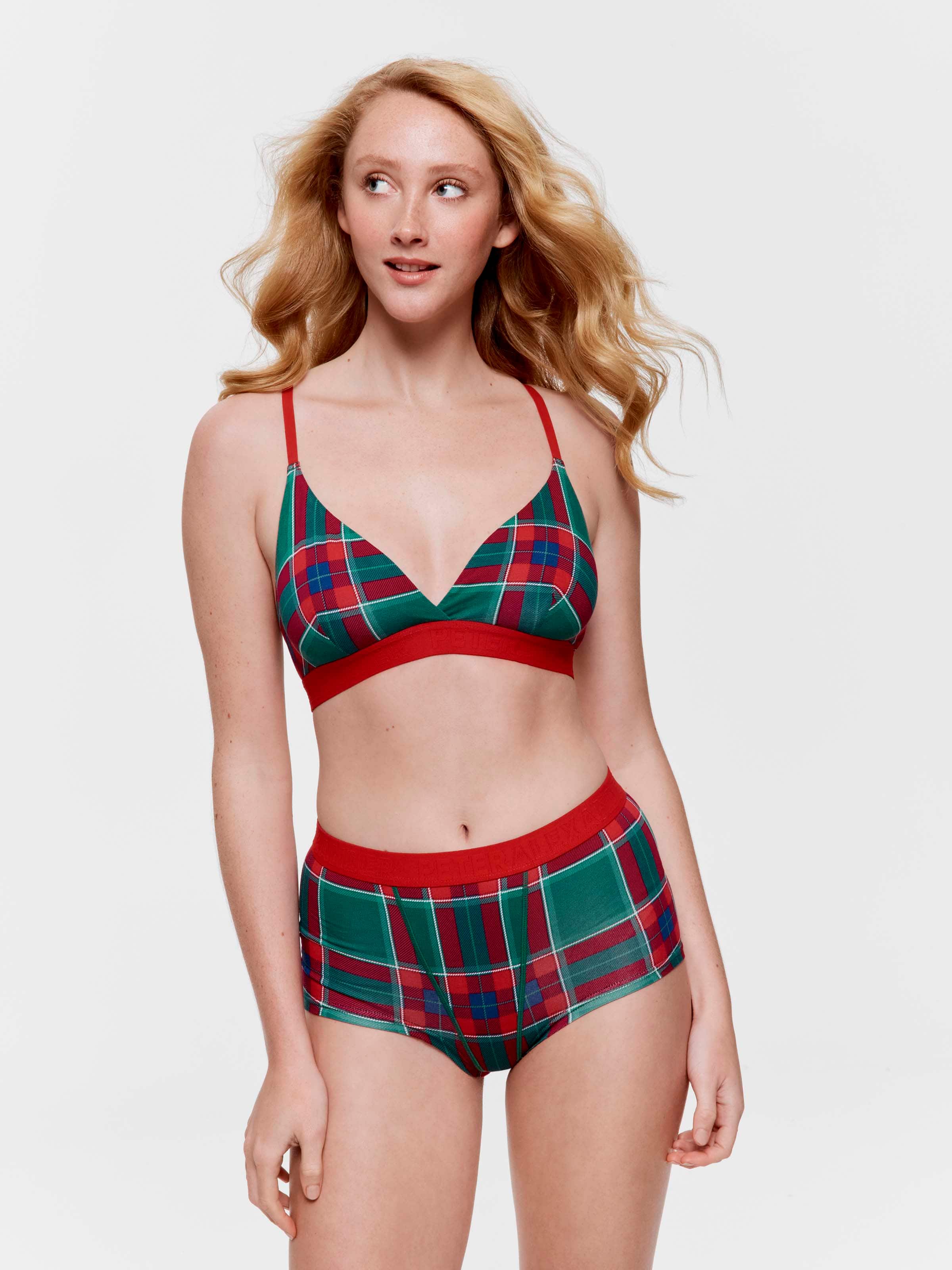 Green Tartan Bamboo Jersey Bralette