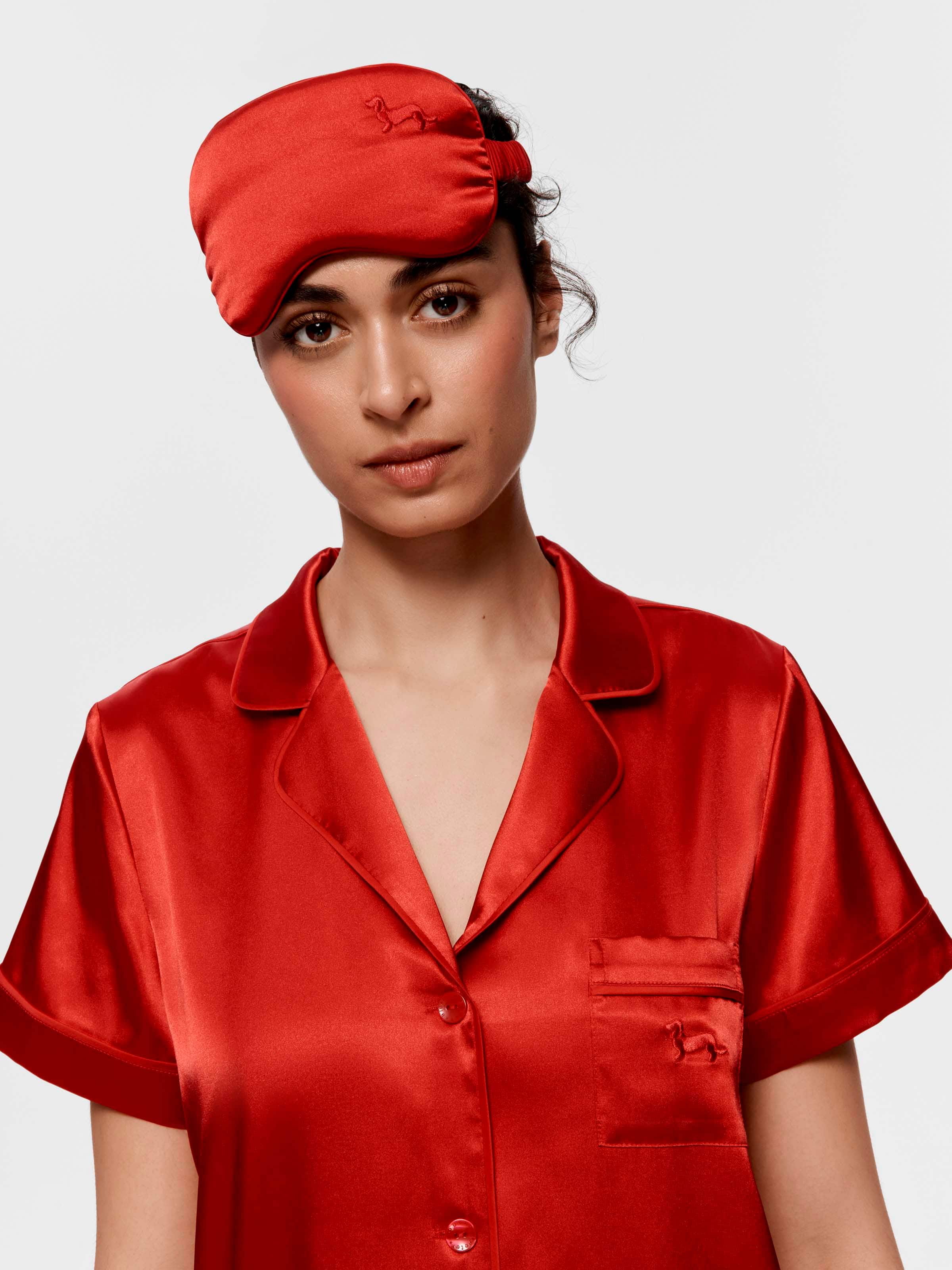 Red Chic Satin Short Sleeve Nightshirt