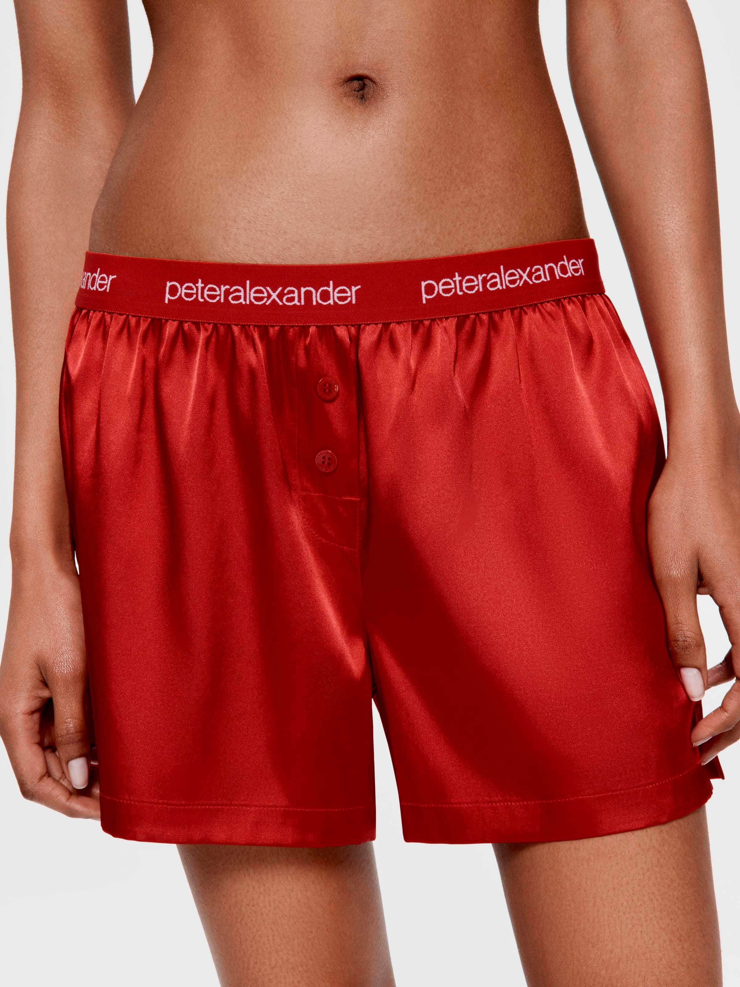 Red Chic Satin Boxed Mid Short