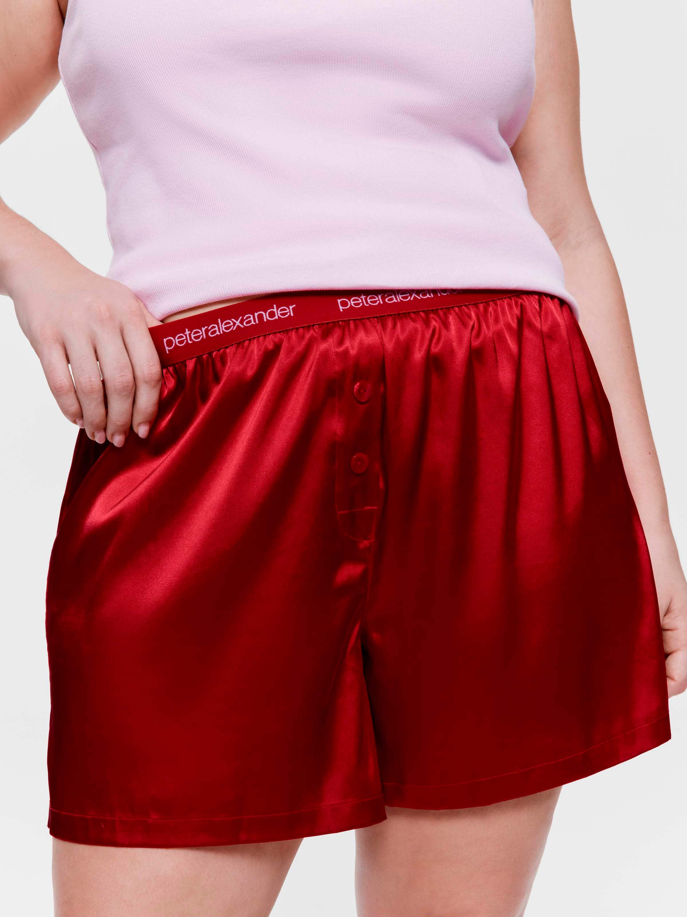 P.A. Plus Red Chic Satin Boxed Mid Short