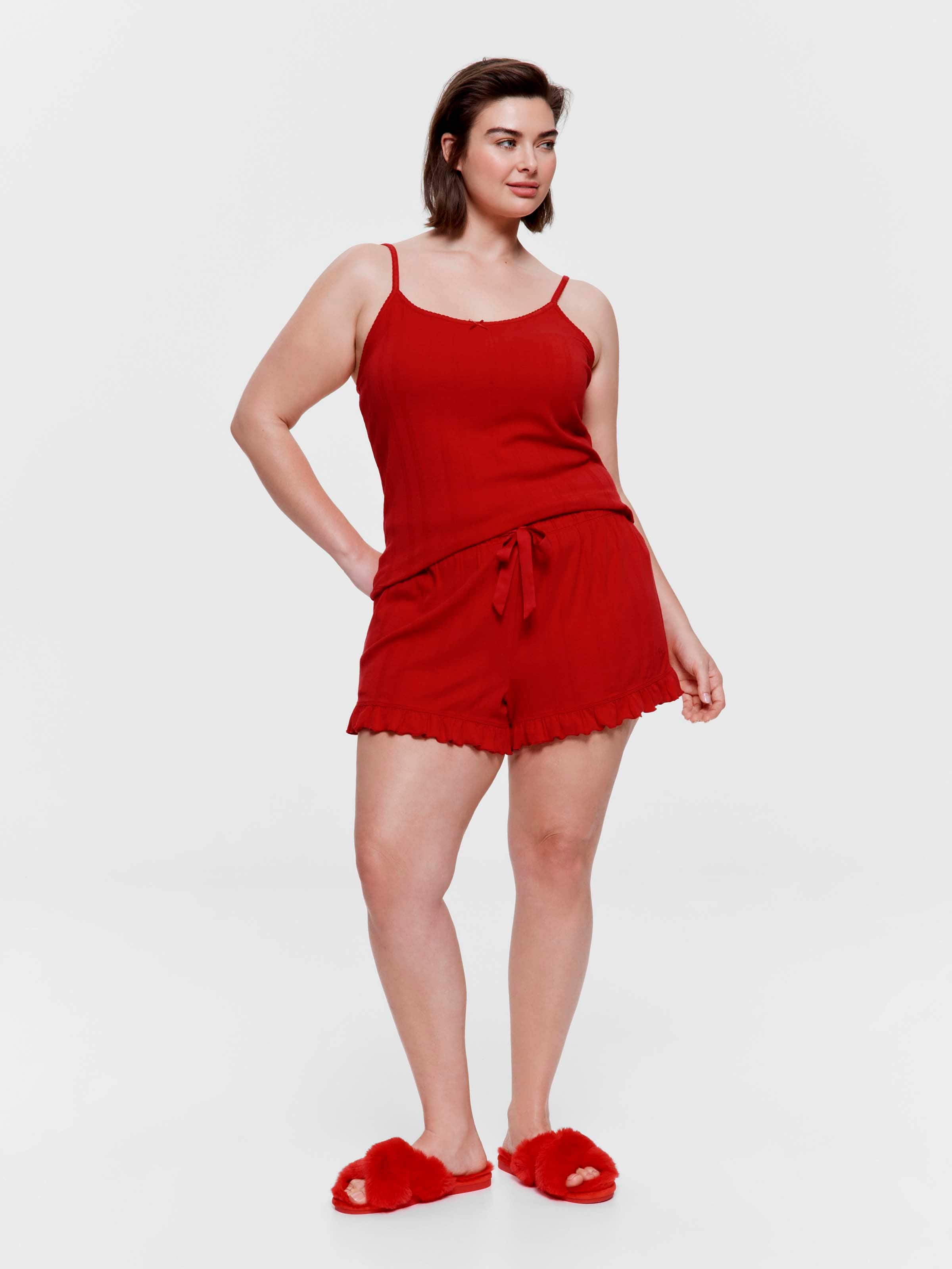 P.A. Plus Red Logo Pointelle Mini Flutter Short