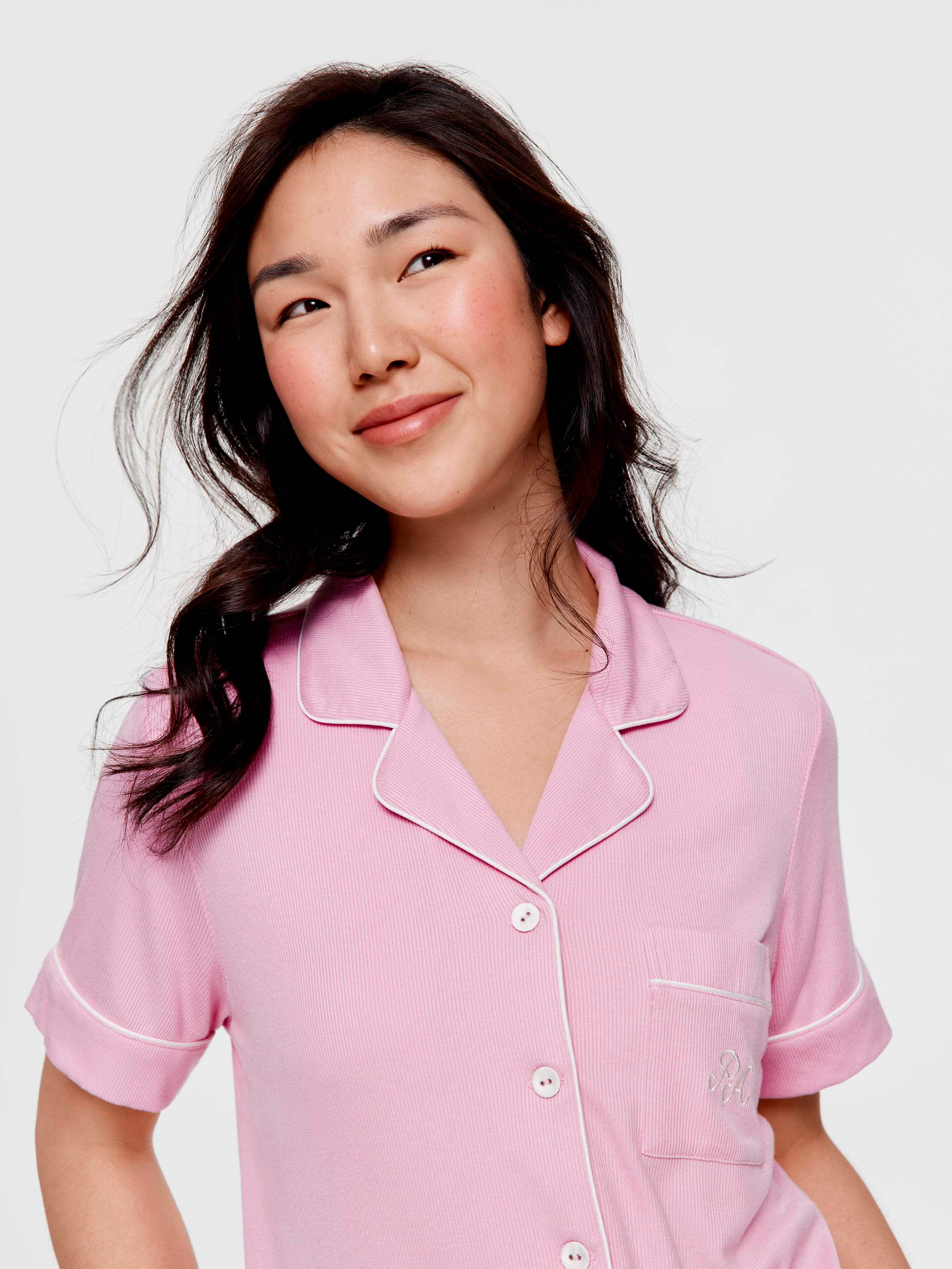Dusty Rose Bamboo Rib Short Sleeve Shirt