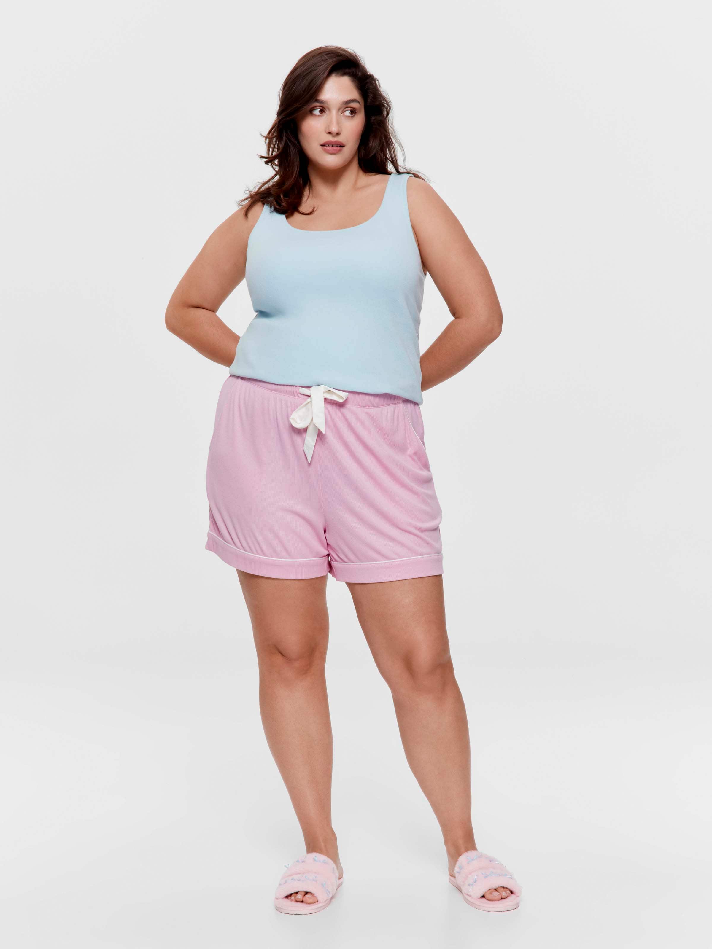 P.A. Plus Dusty Rose Bamboo Rib Long Short