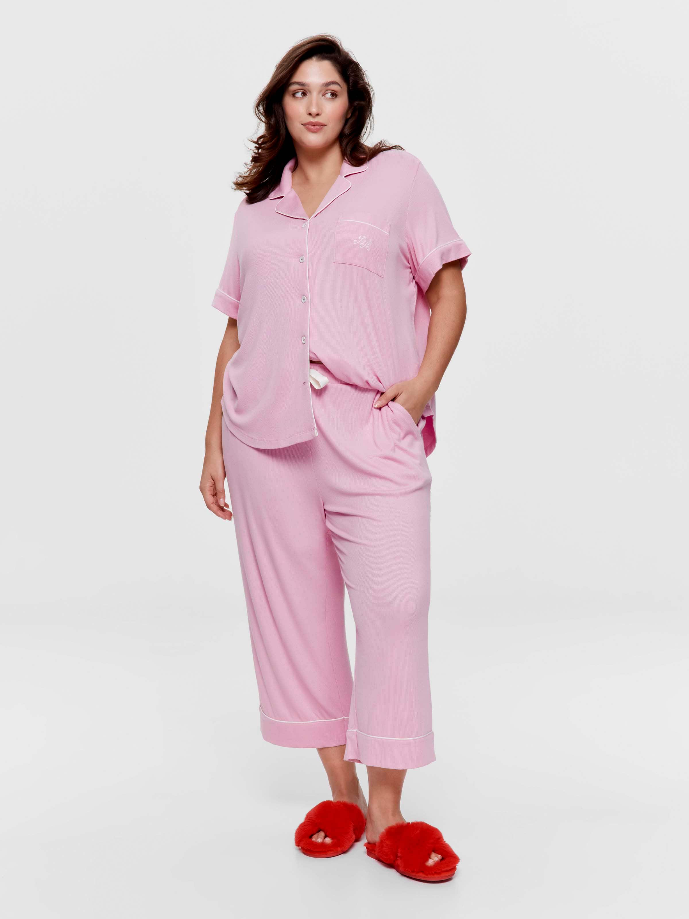 P.A. Plus Dusty Rose Bamboo Rib Long Short