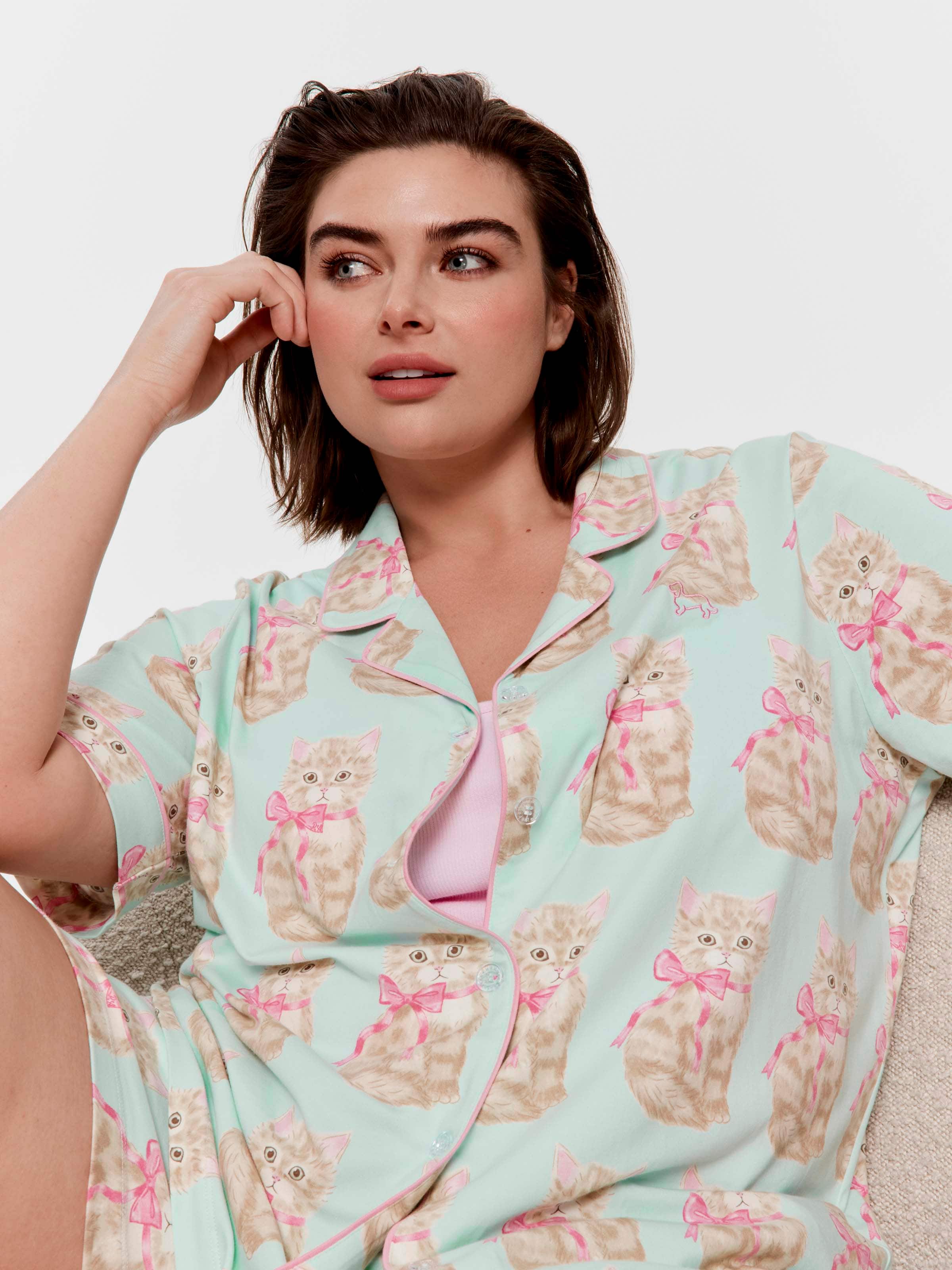 P.A. Plus Pretty Cat Shortie Pj Set