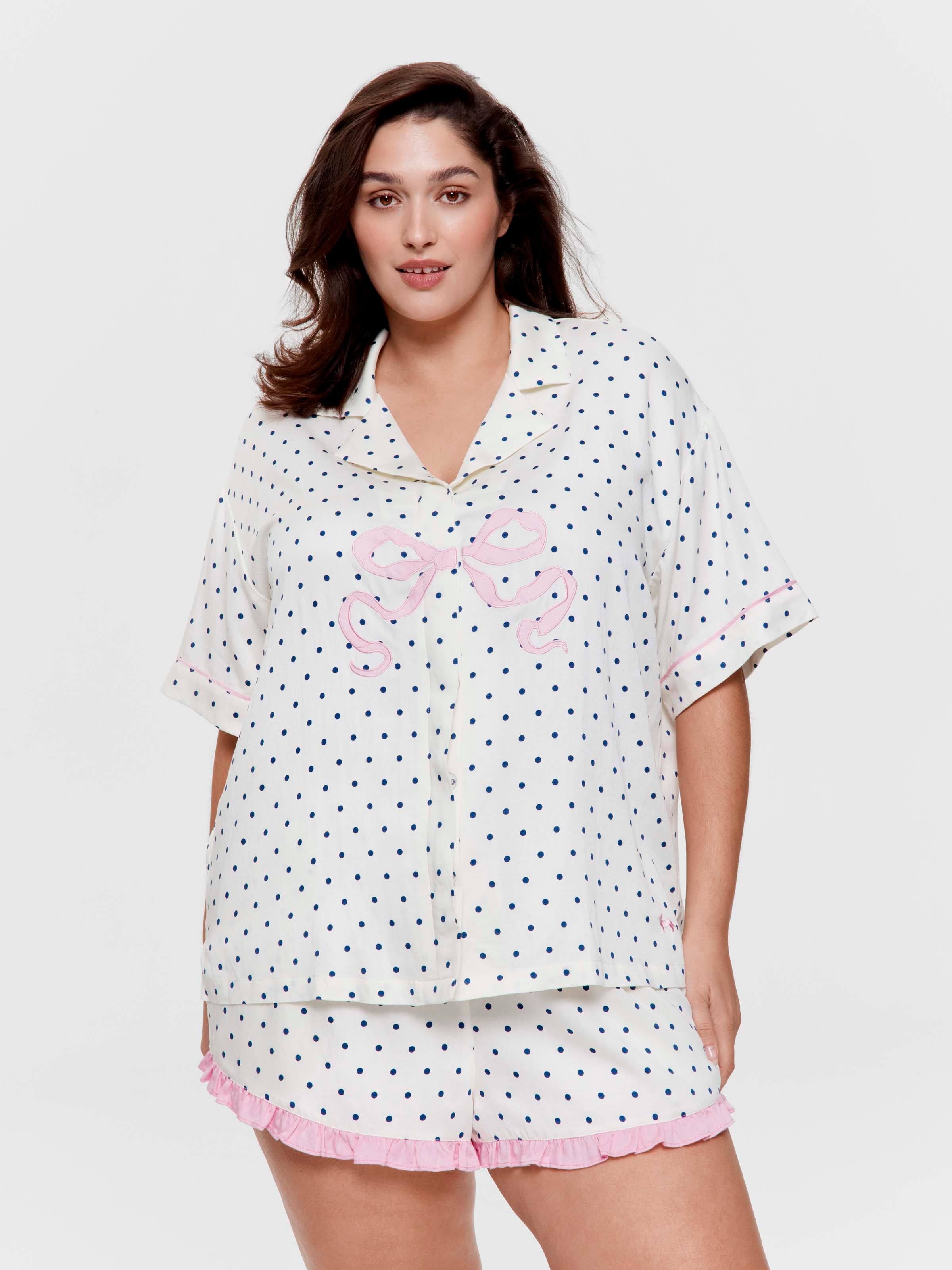 P.A. Plus Polka Dot Bow Fashion Shirt