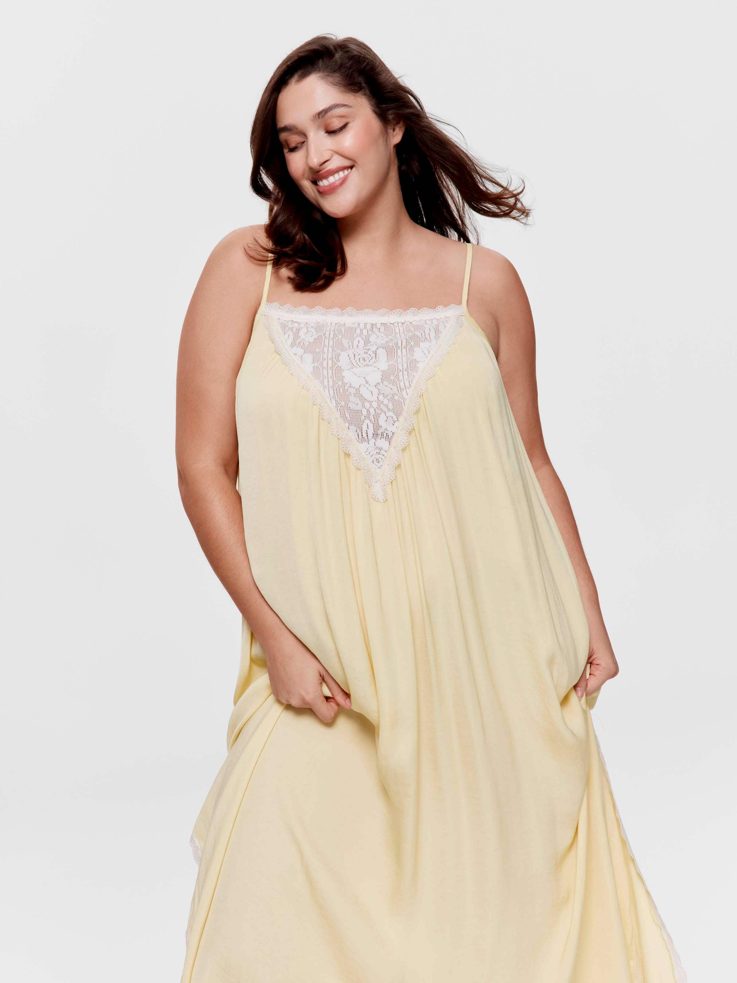 P.A. Plus Yellow Side Split Lace Fashion Nightie