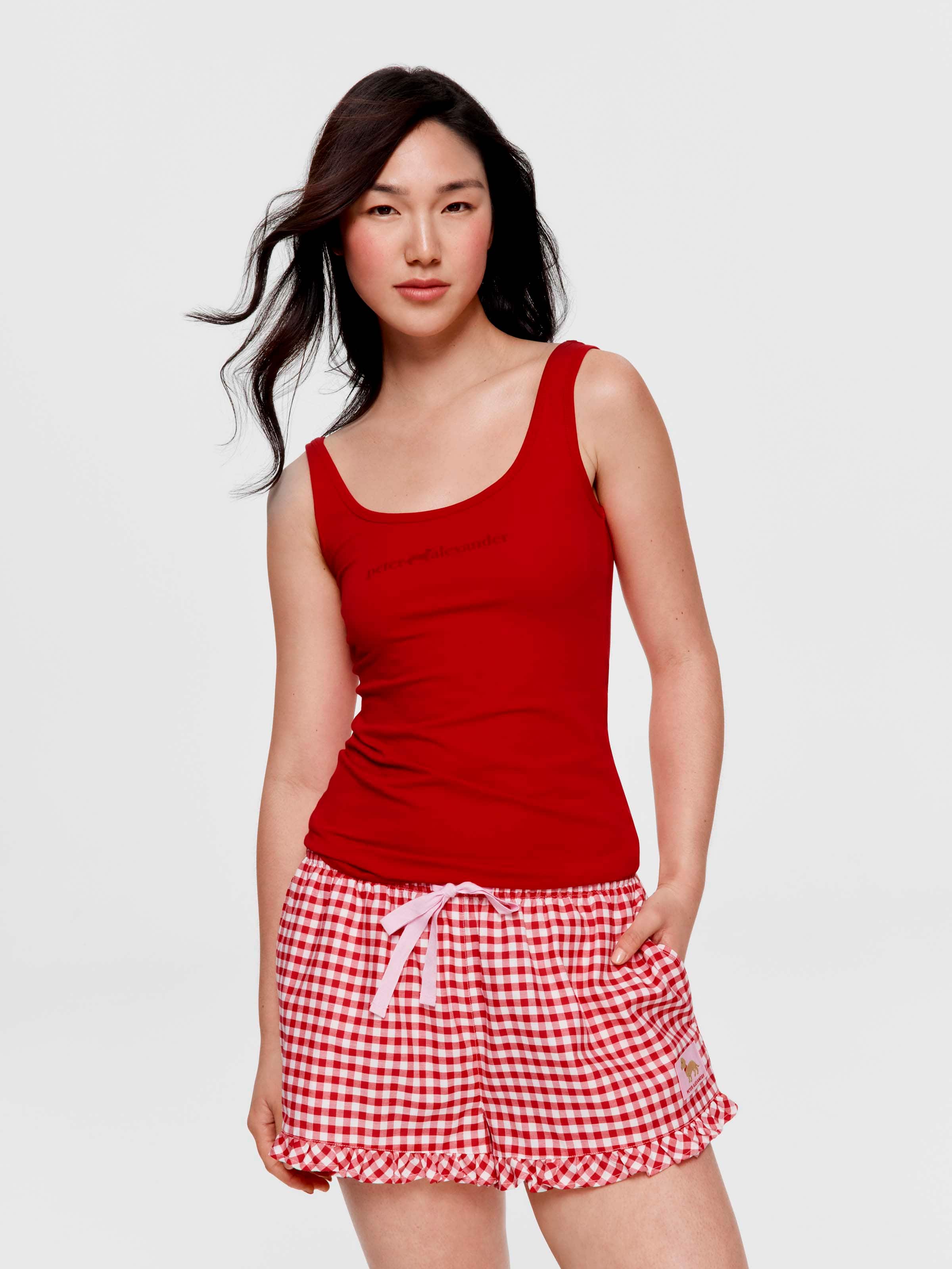 Red Gingham 100% Cotton Mini Frill Short