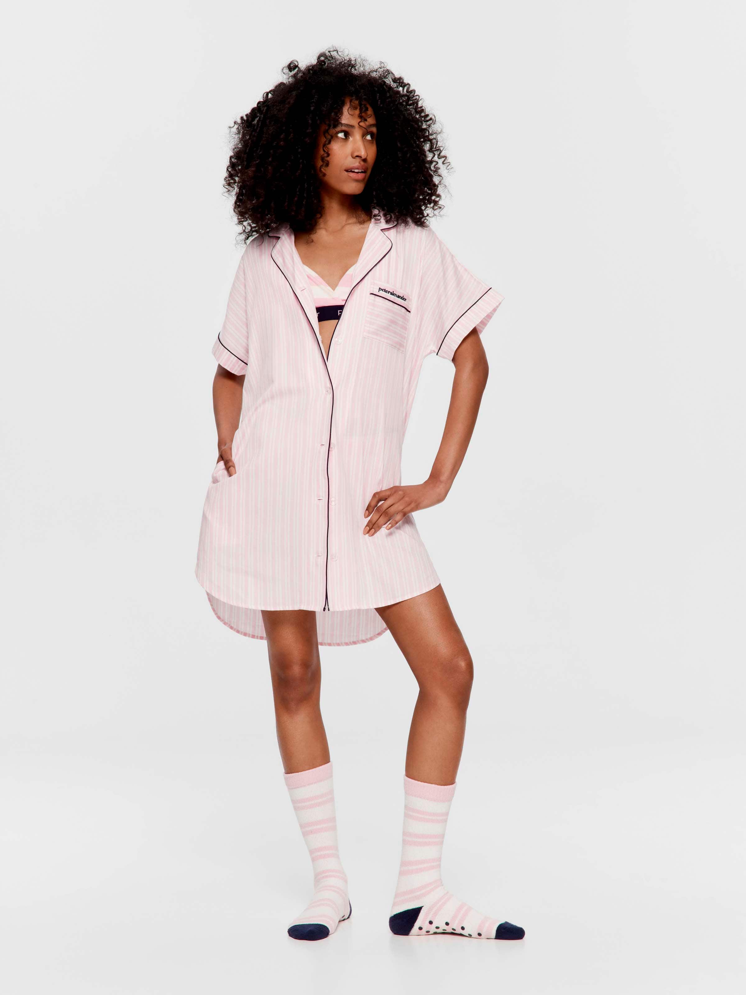 Pink Stripe 100% Cotton Boyfriend Nightshirt