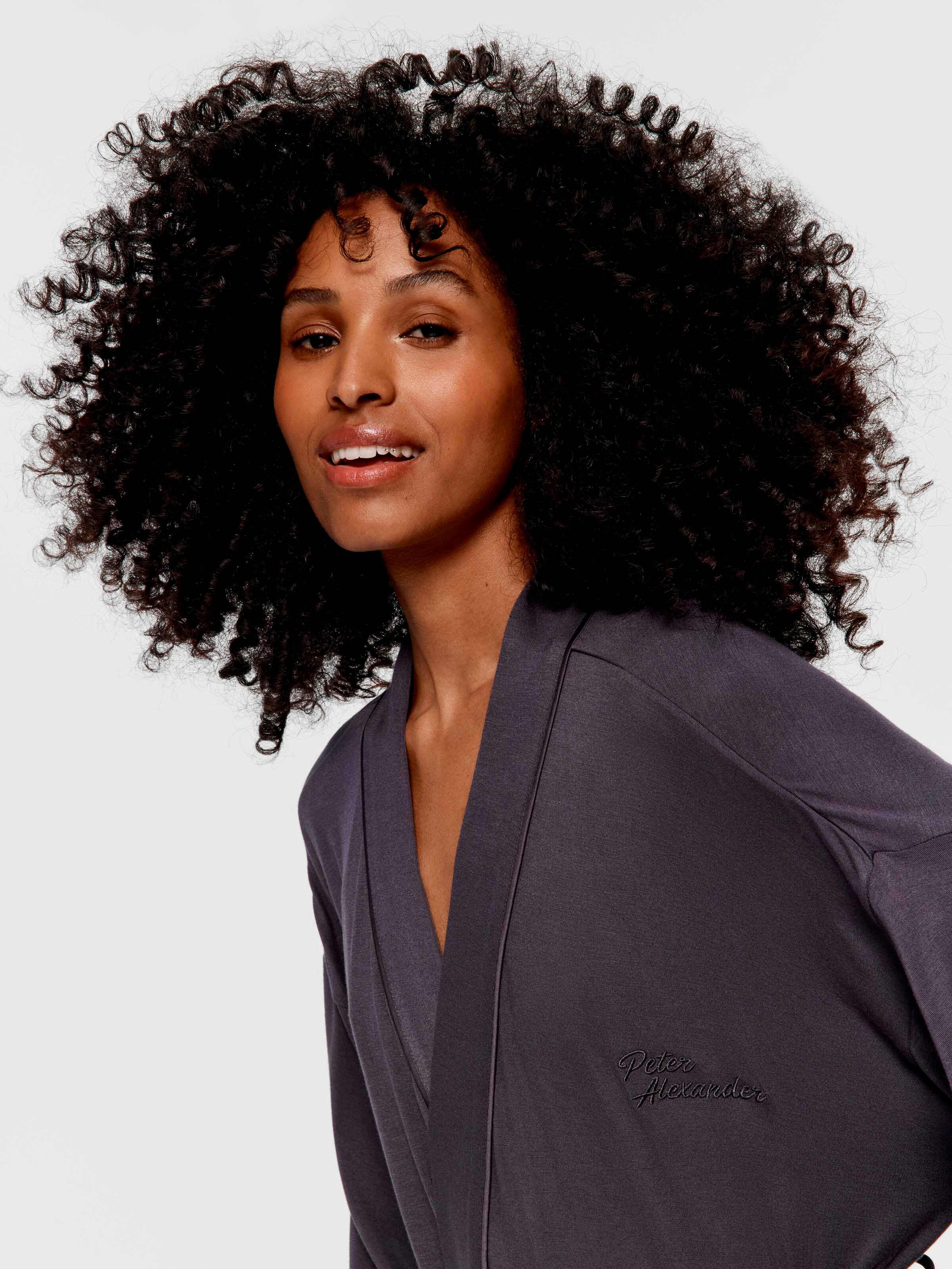 Charcoal Bamboo Jersey Kimono Gown