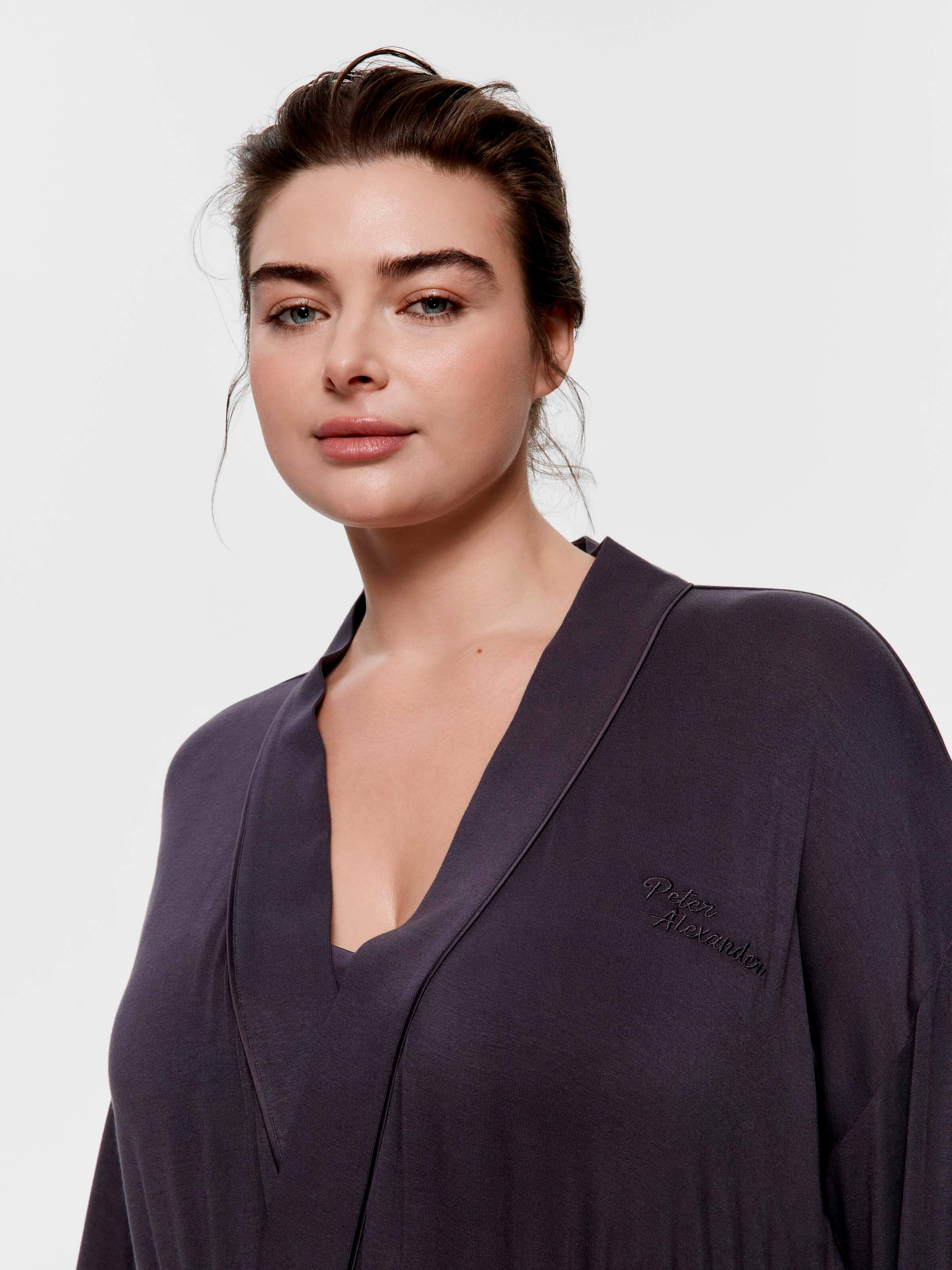 P.A. Plus Charcoal Bamboo Jersey Kimono Gown