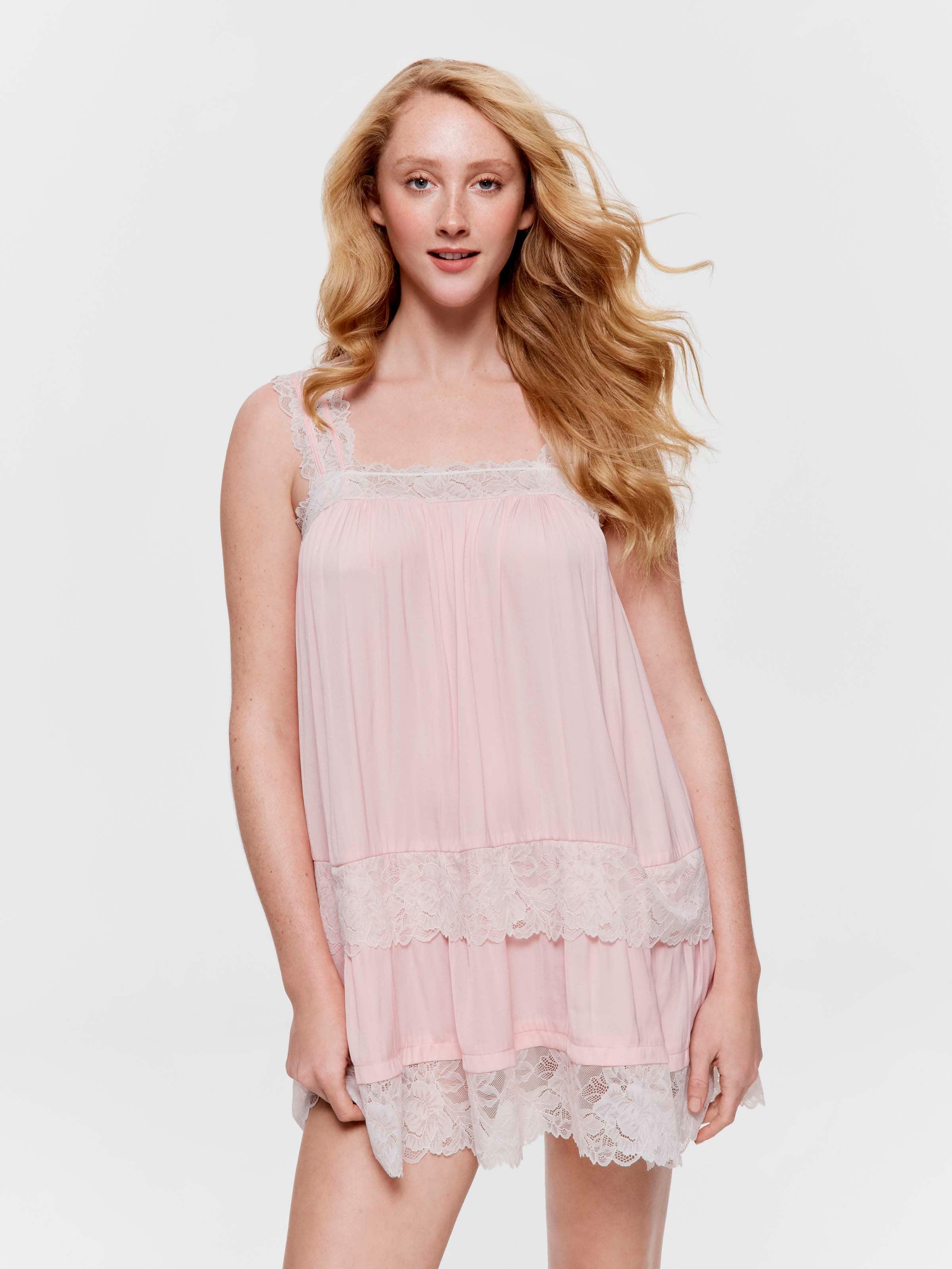 Pinafore Lace Gathered Fashion Nightie