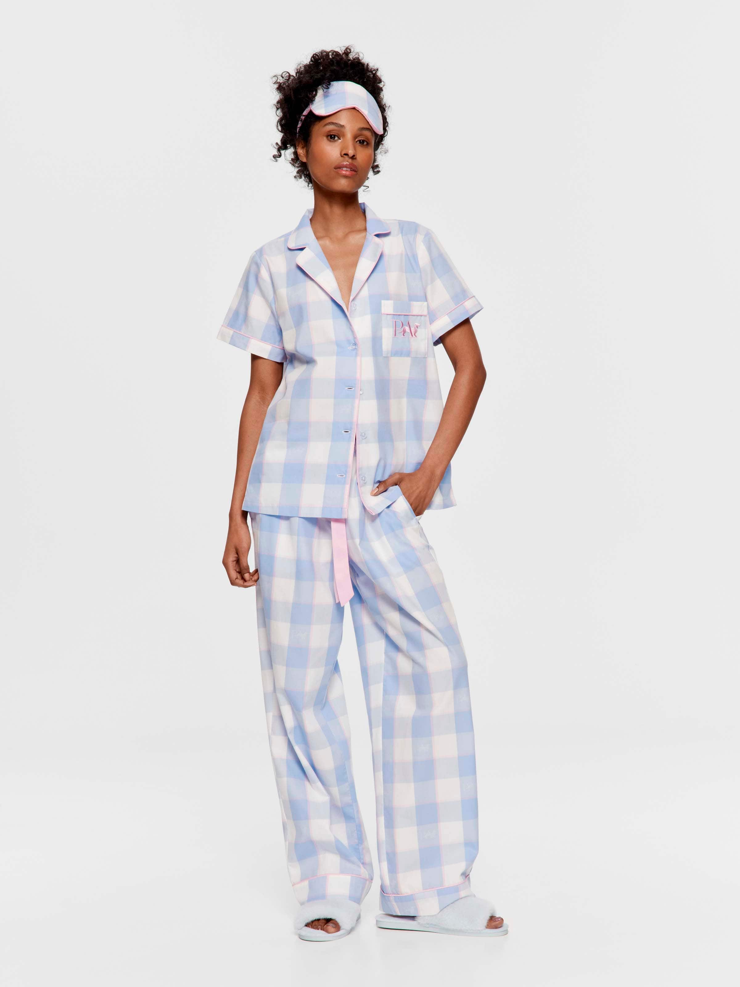 Angie Check 100% Cotton Boxed Pj Set & Eye Mask