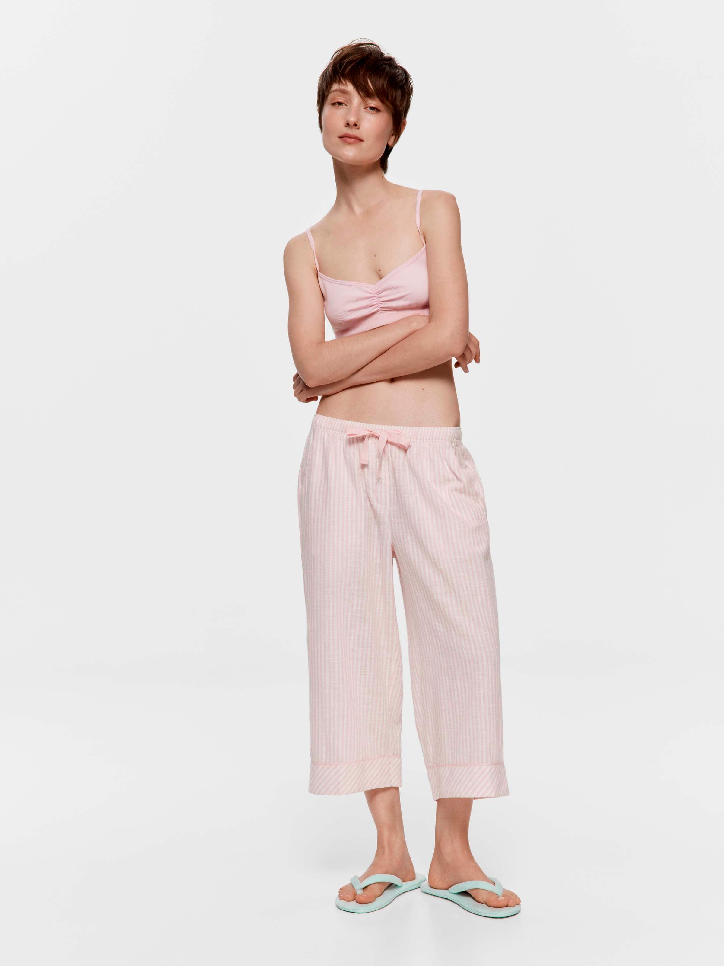 Pink Classic Stripe 100% Cotton 3/4 Pj Pant