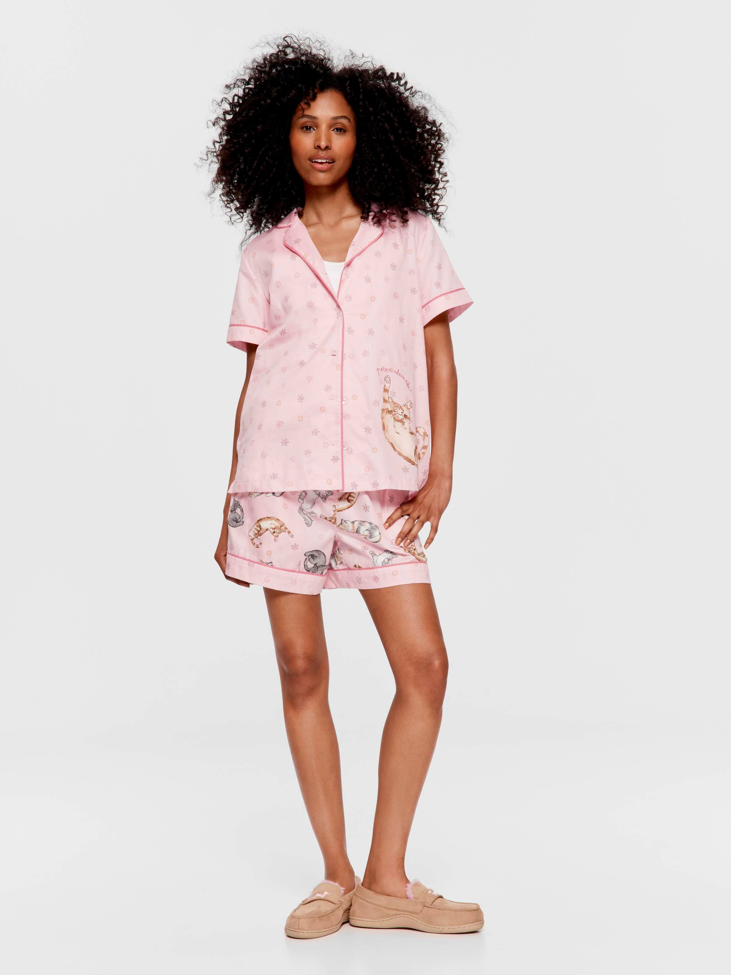 Ditsy Cats 100% Cotton Short Sleeve Shirt