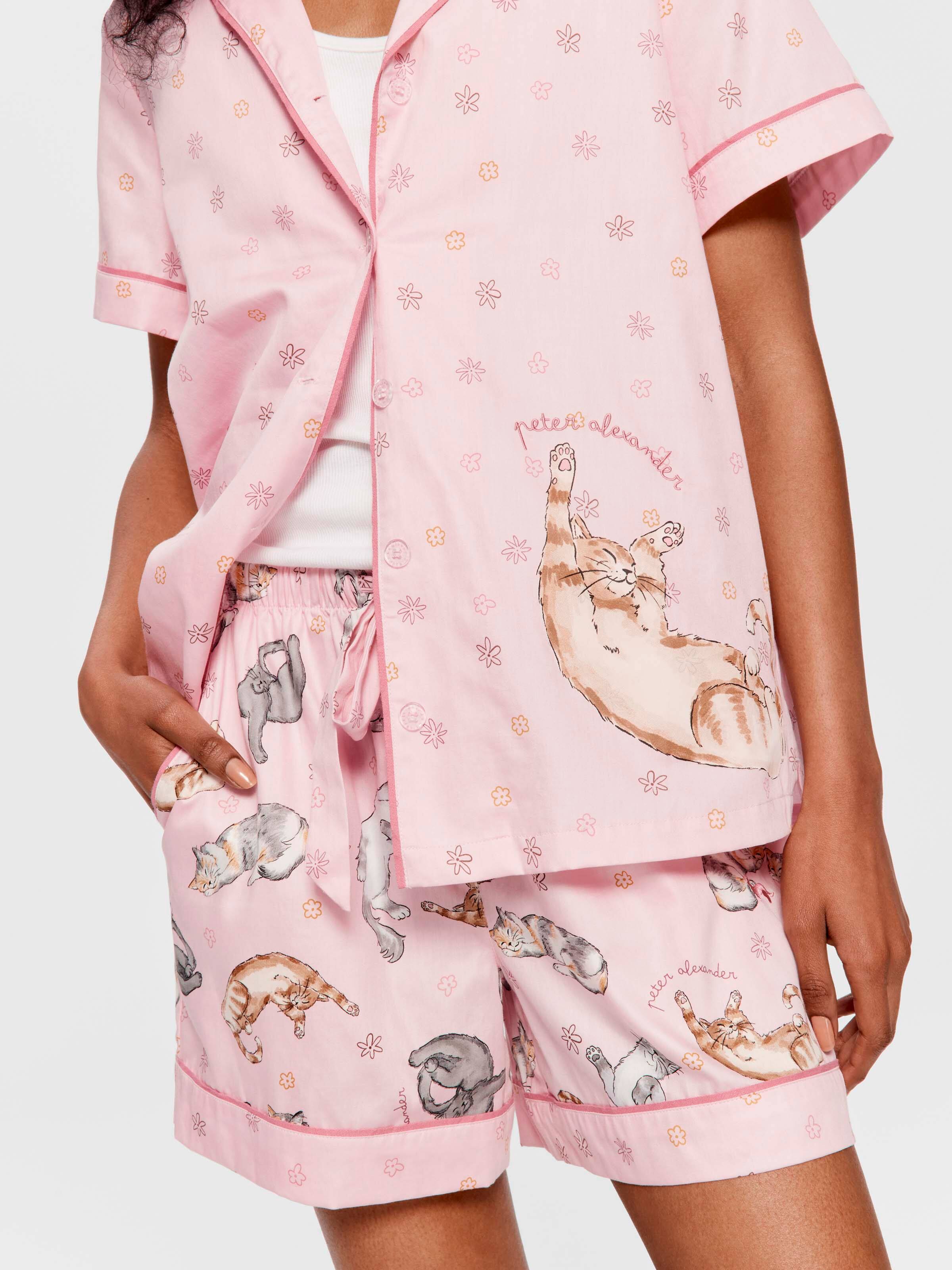 Ditsy Cats 100% Cotton Short Sleeve Shirt