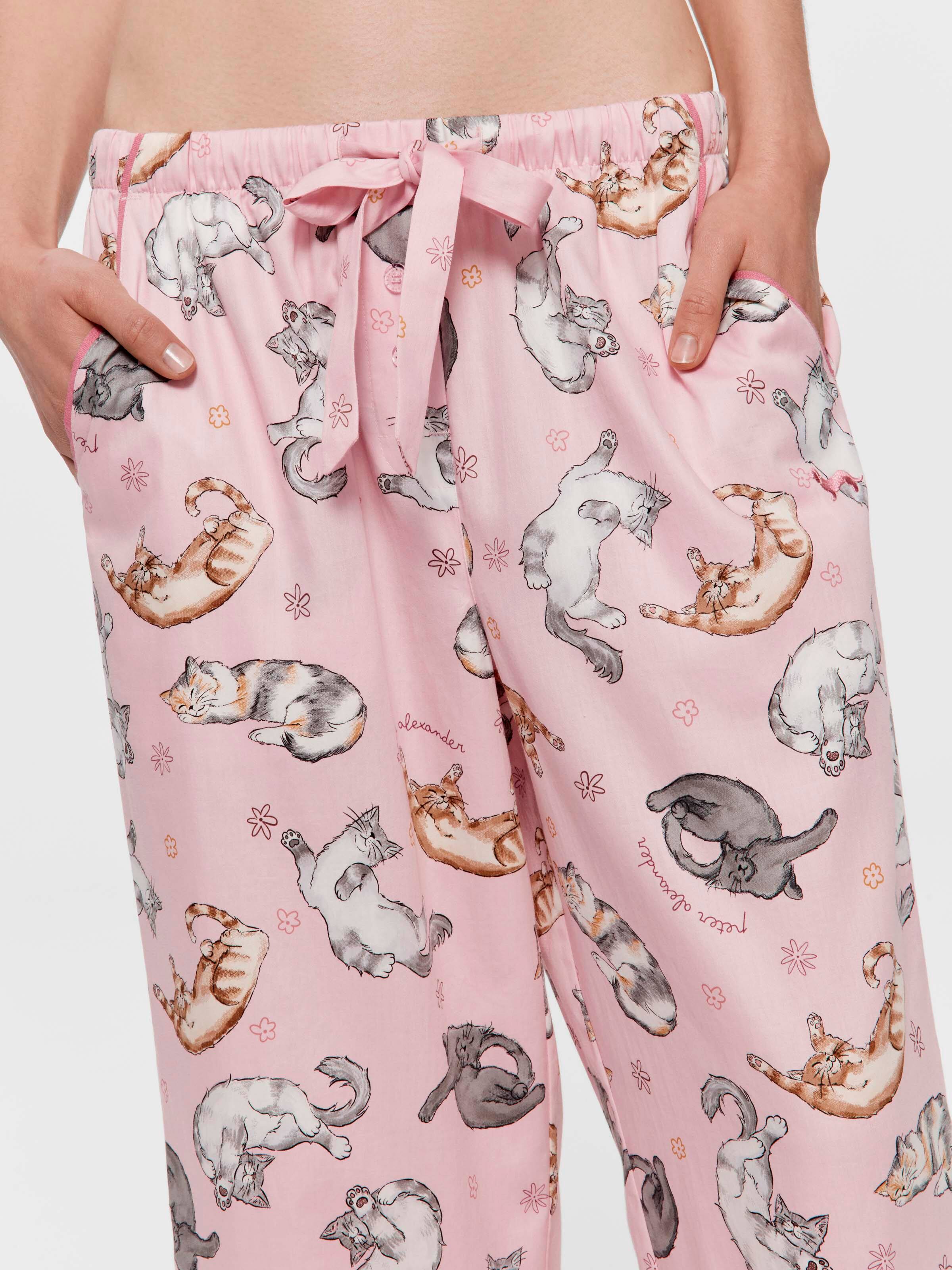 Ditsy Cats 100% Cotton 3/4 Pj Pant
