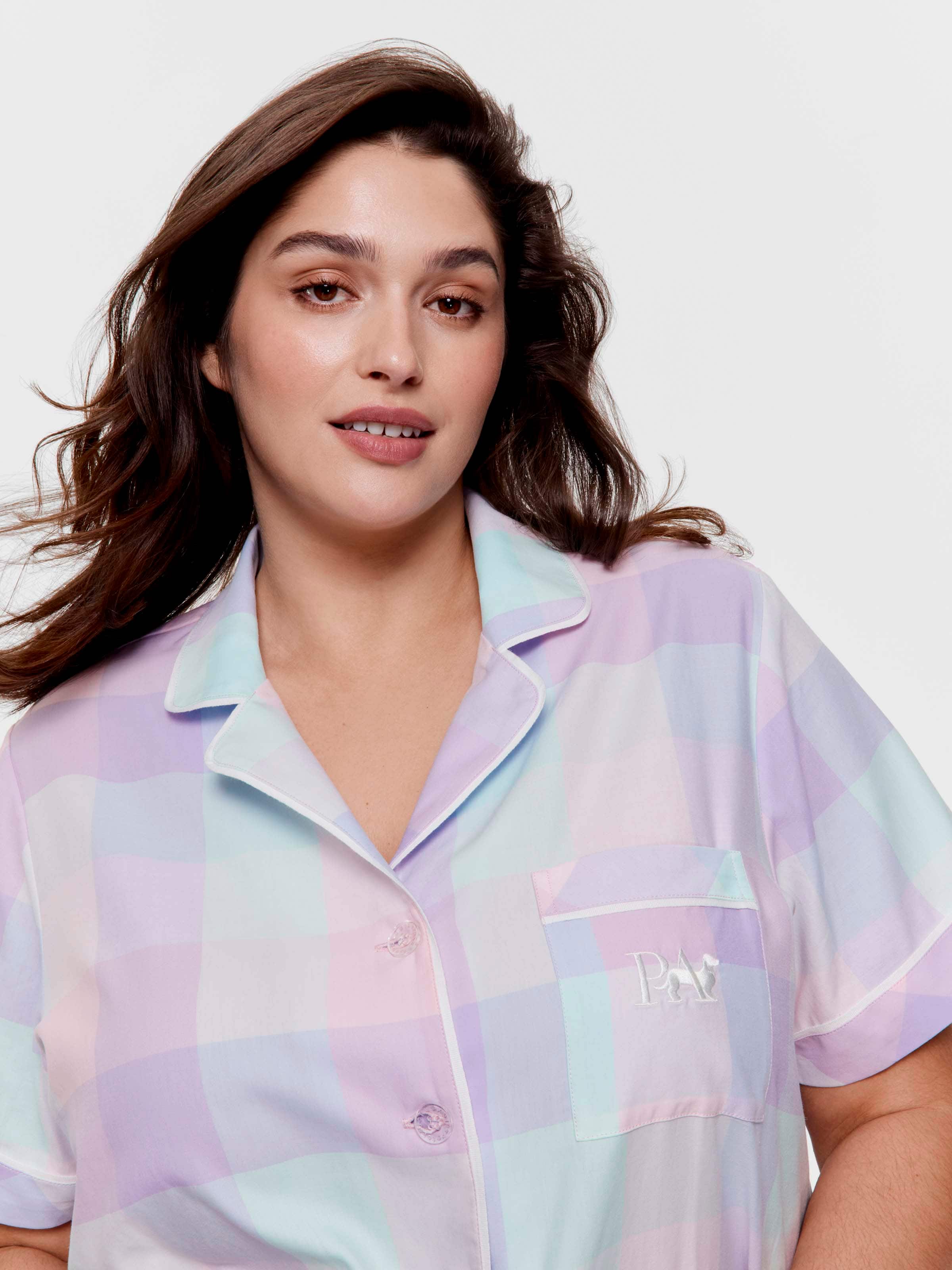 P.A. Plus Bedtime Stories Buffalo Check 100% Cotton Boxed Shortie Pj Set