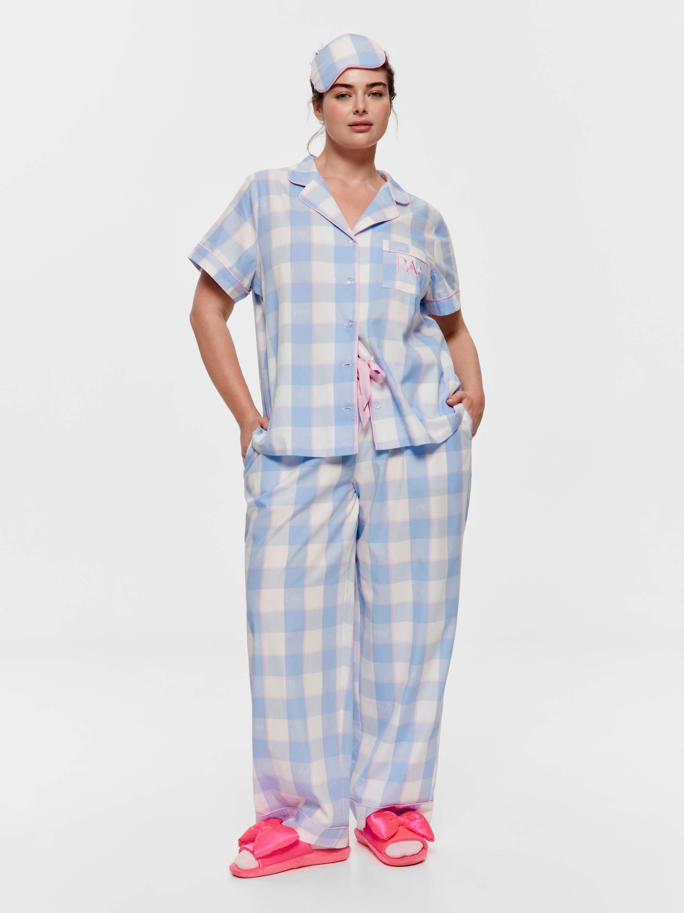 P.A. Plus Angie Check 100% Cotton Boxed Pj Set & Eye Mask