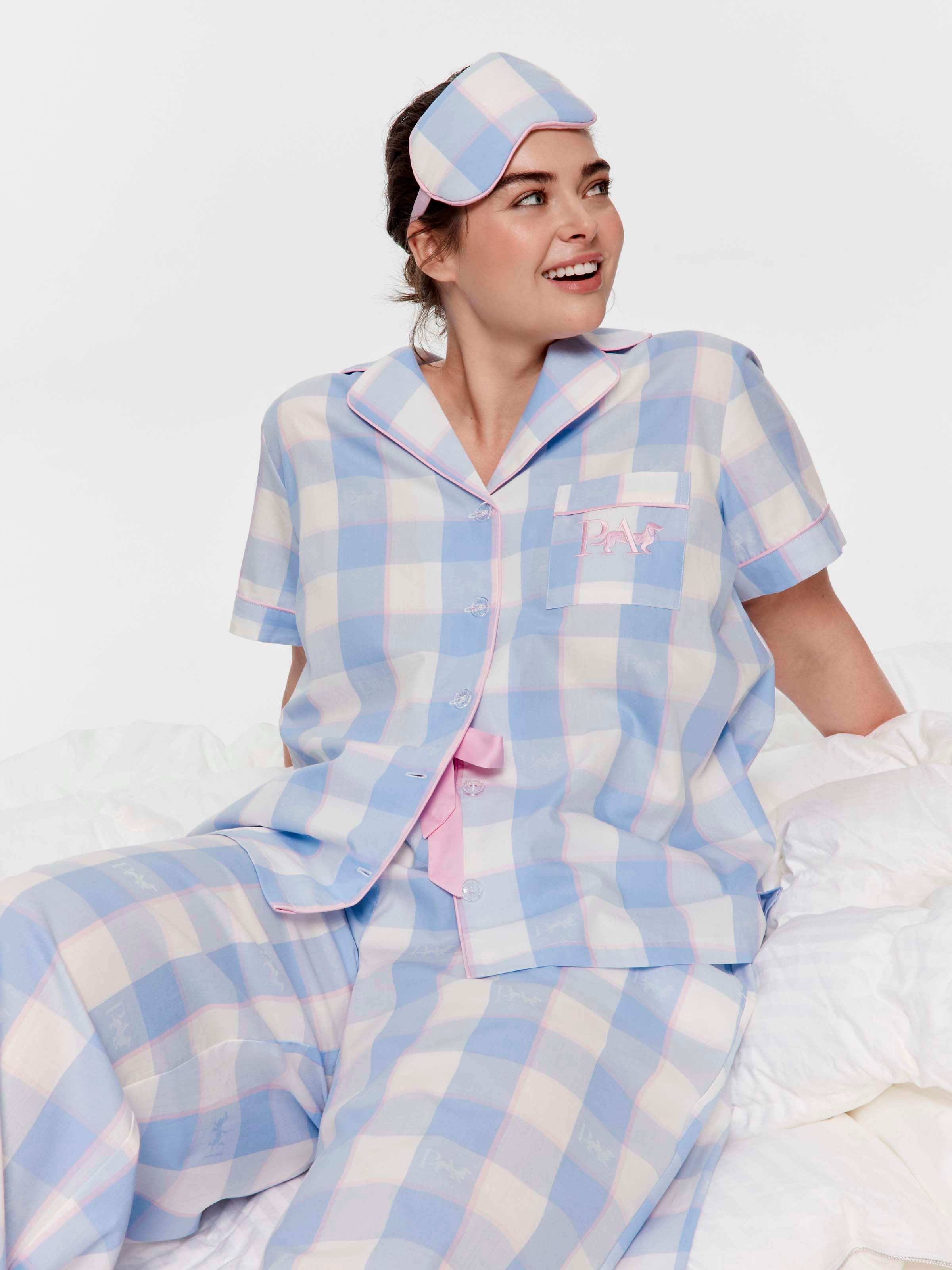 P.A. Plus Angie Check 100% Cotton Boxed Pj Set & Eye Mask
