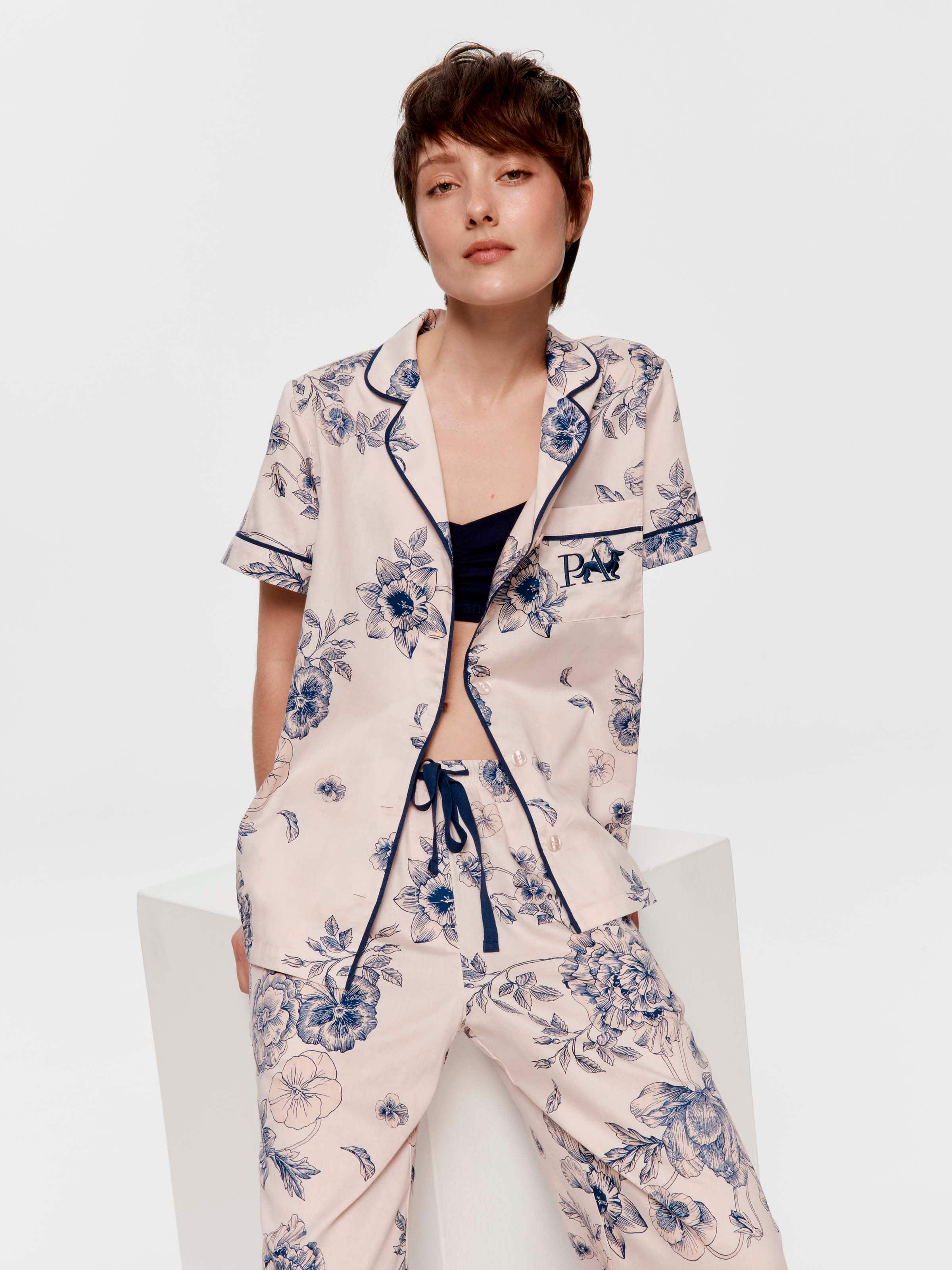 Floral 100% Soft Cotton Short Sleeve & Pant Pj Set