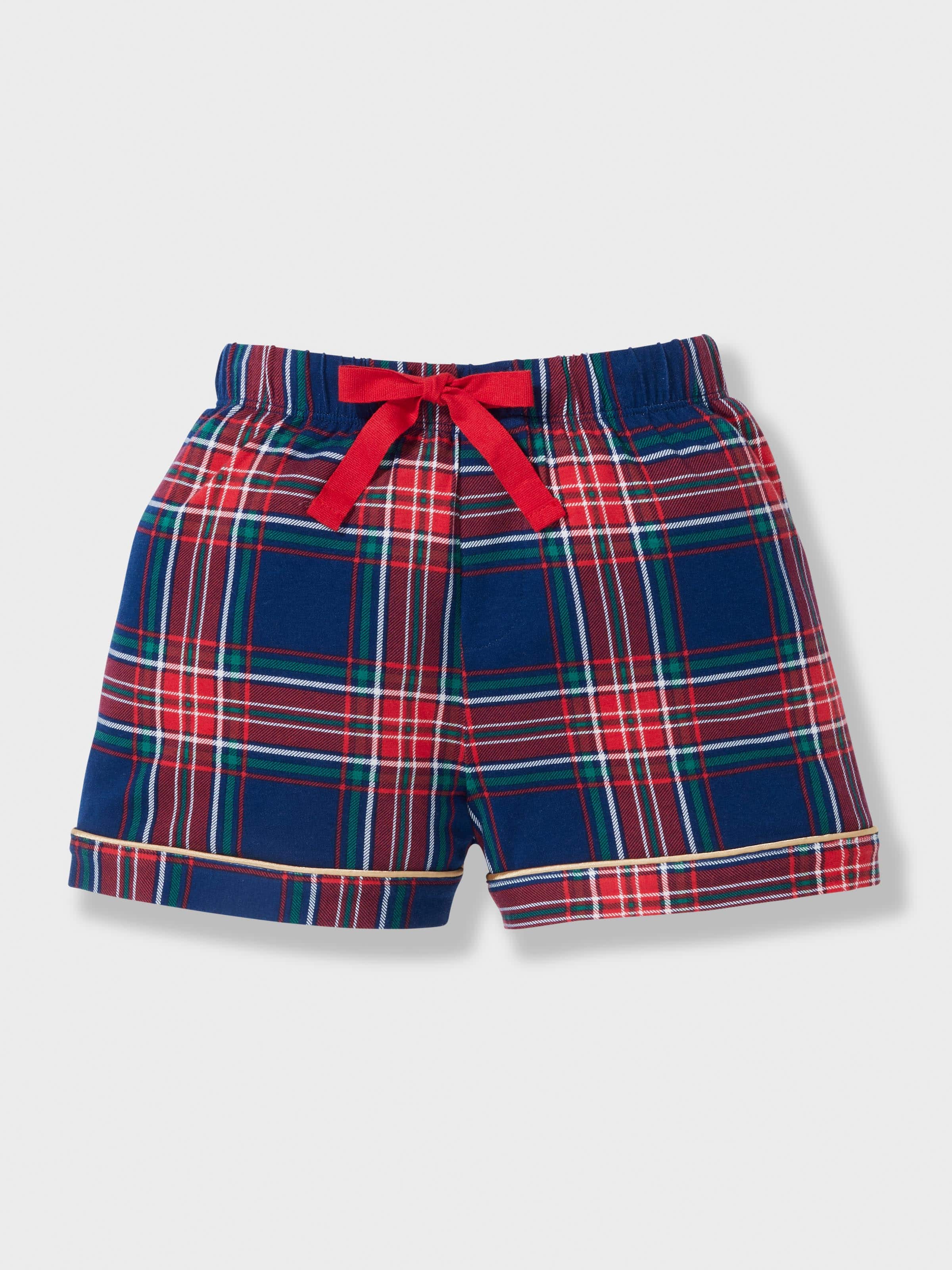 Kids Navy Tartan Bamboo Blend Classic Short Pj Set